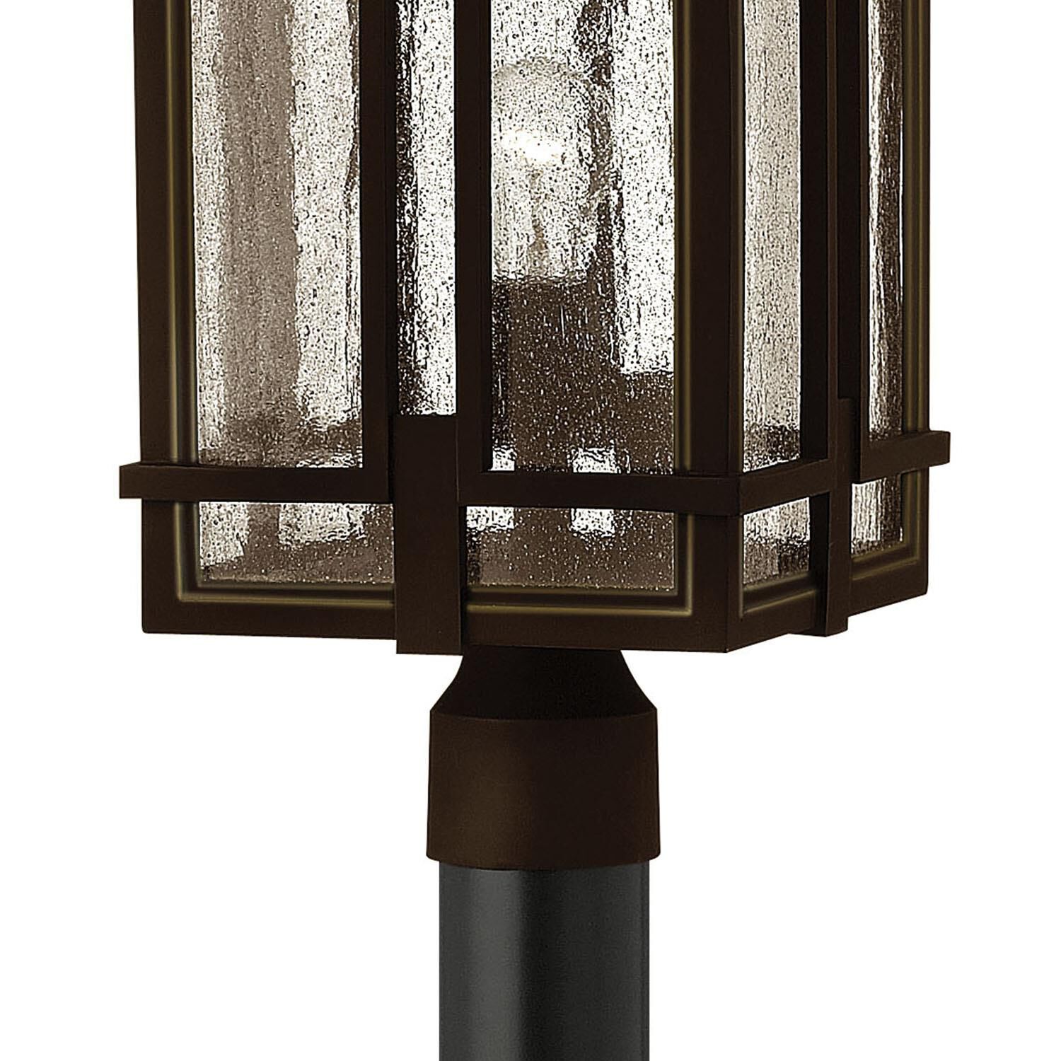 Shown in Oil Rubbed Bronze finish and Clear Seedy glass