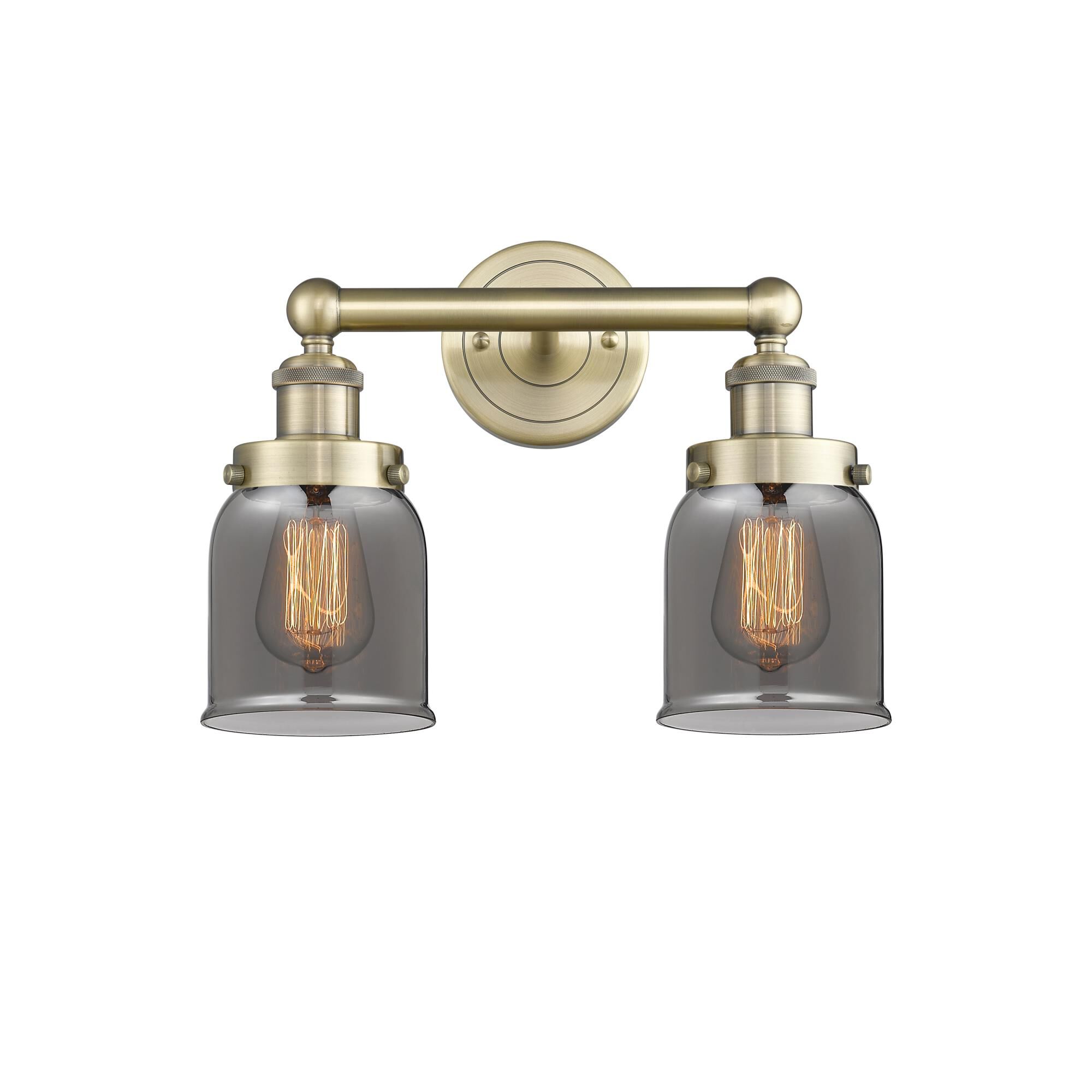 Shown in Antique Brass finish and Plated Smoke glass