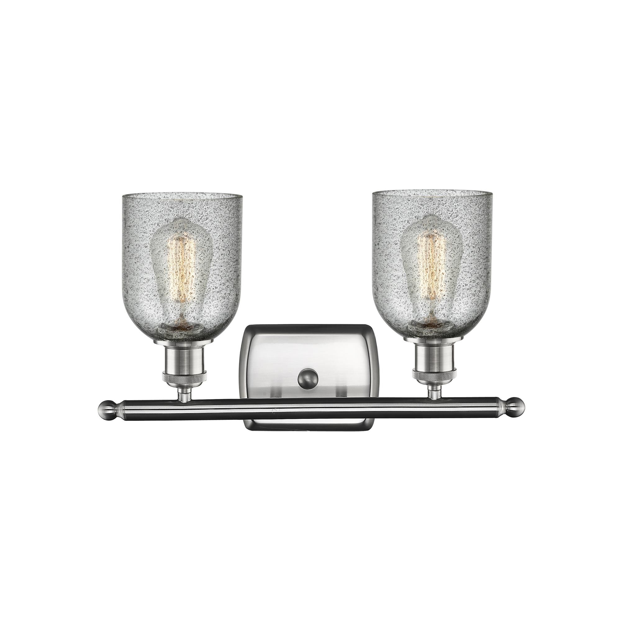 Shown in Brushed Satin Nickel finish and Charcoal glass