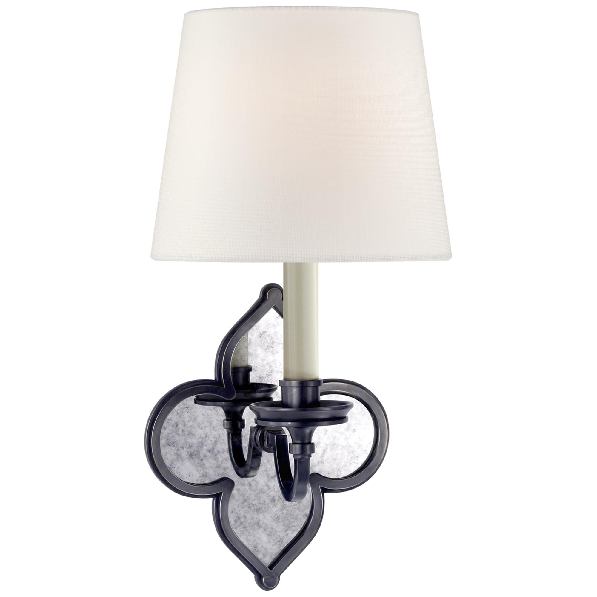 Shown in Gun Metal finish and Linen shade