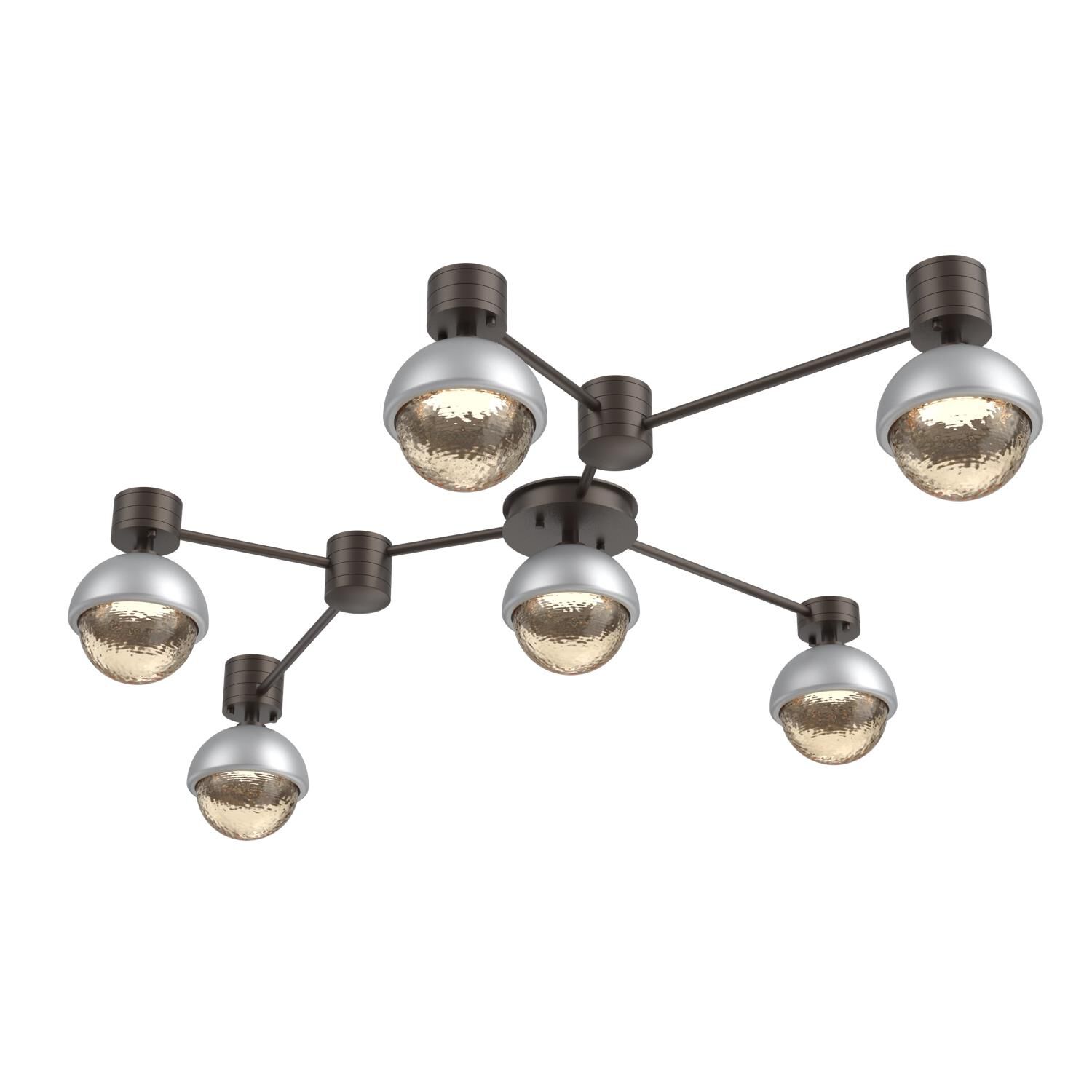 Shown in Flat Bronze finish and Amber glass and Classic Silver accent