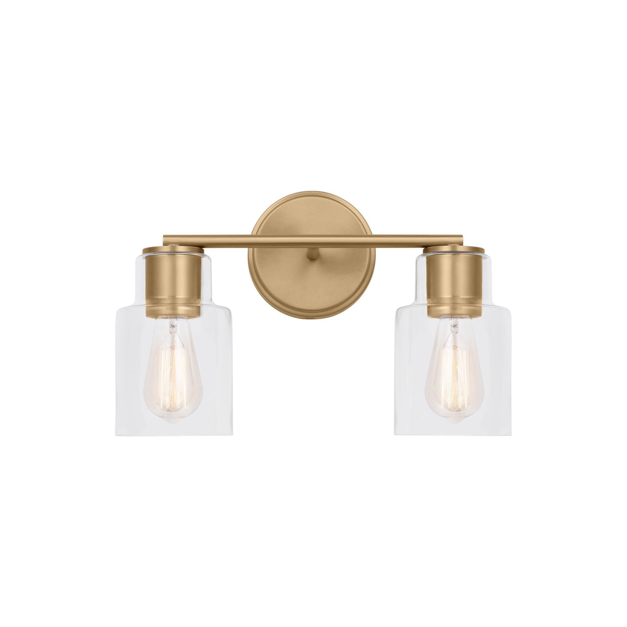 Shown in Satin Brass finish and Clear Glass s shade