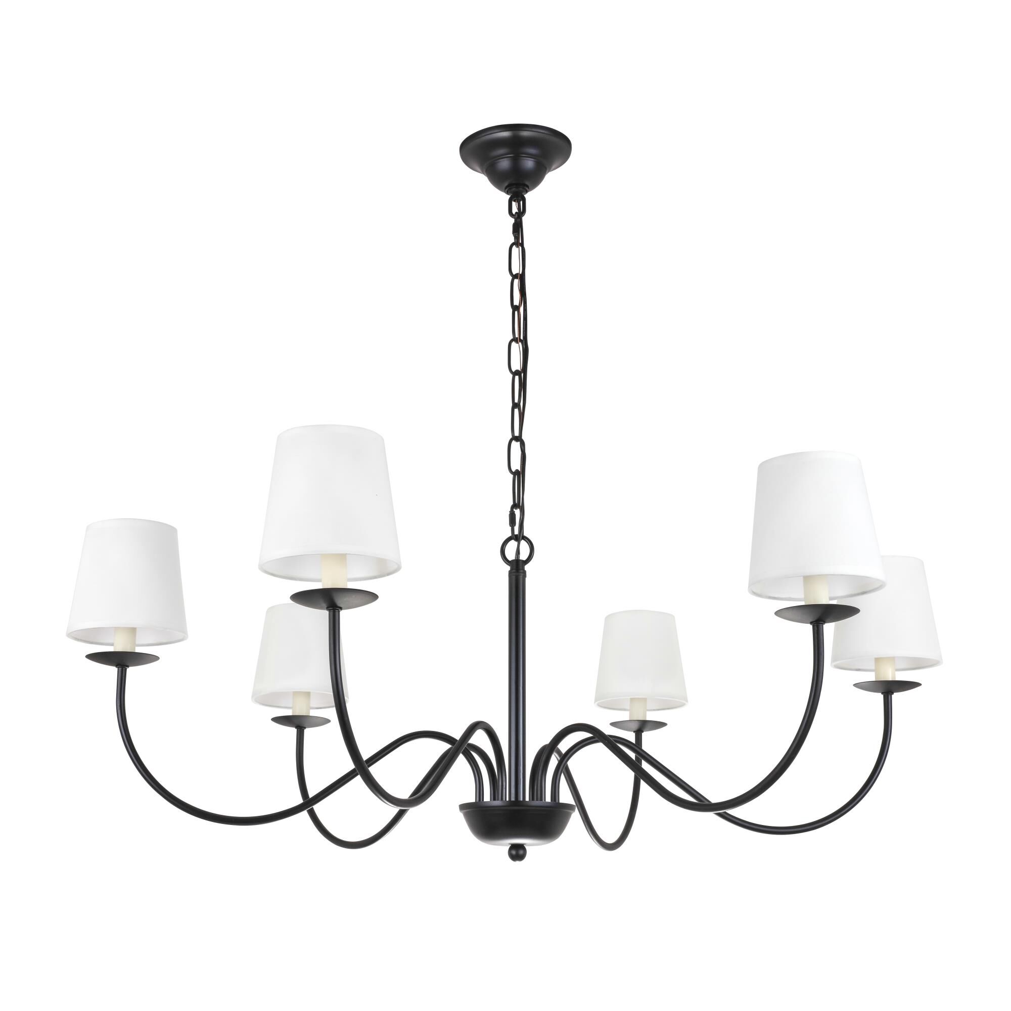 Shown in Black finish and White Fabric shade