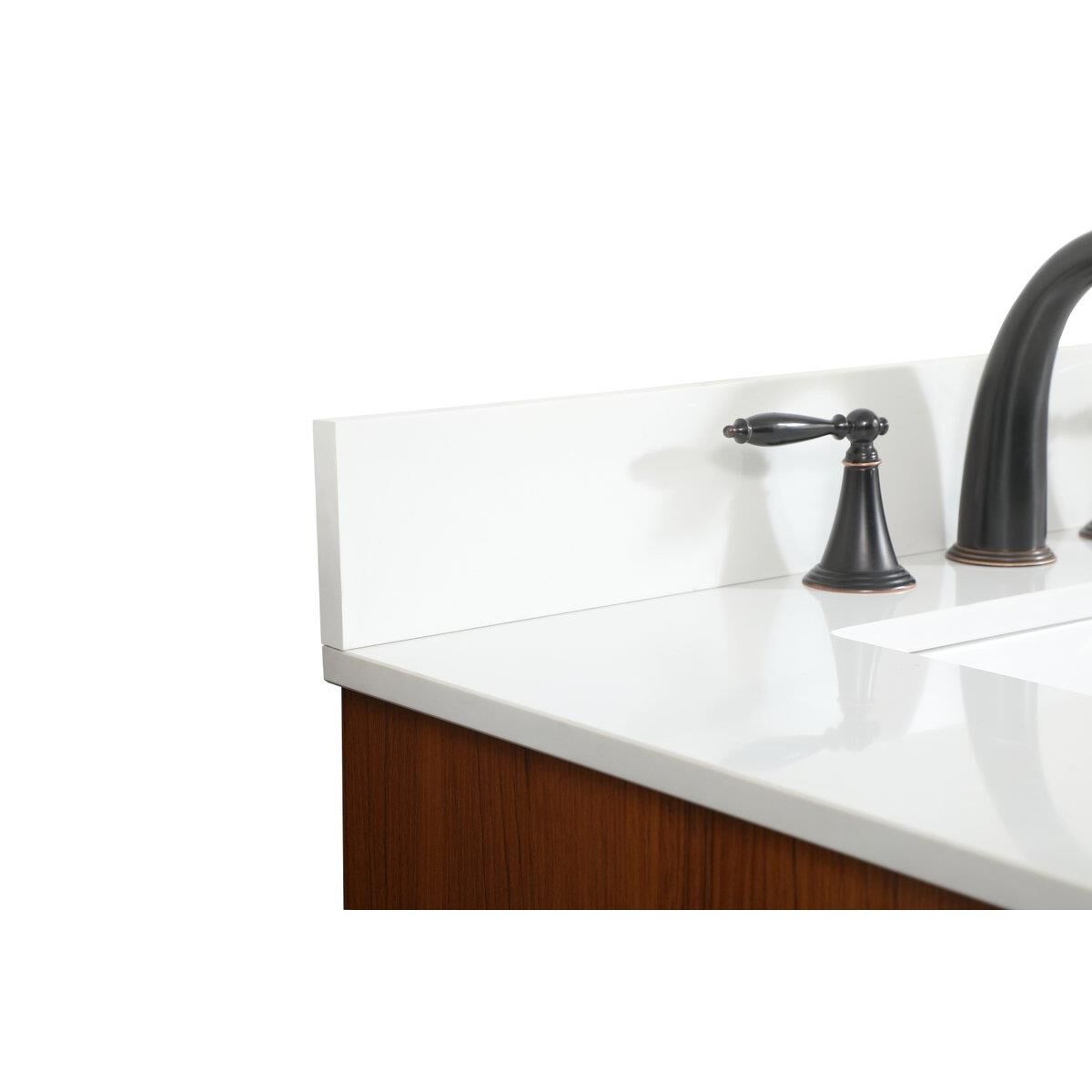 Shown in Teak finish and With Backsplash accent