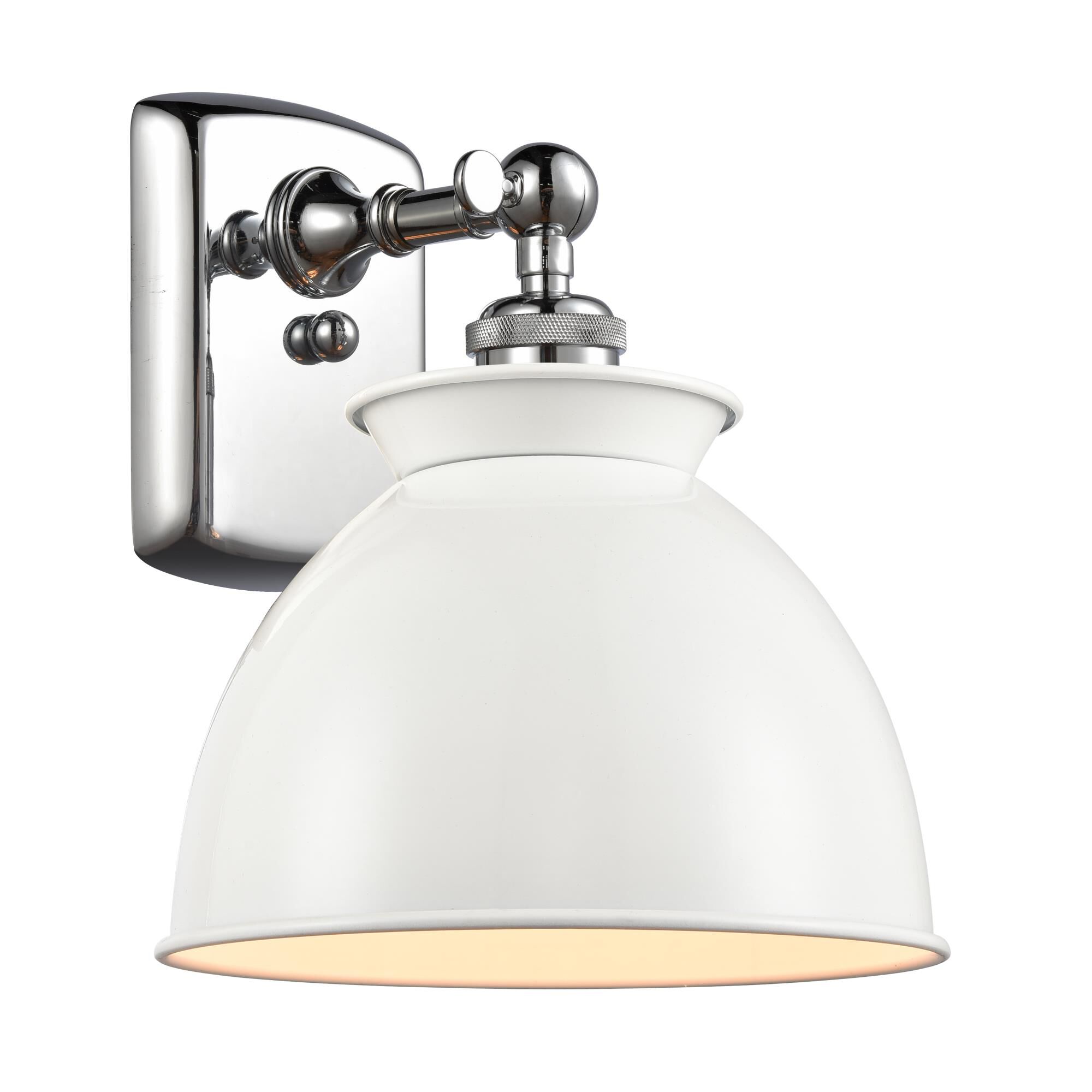 Shown in Polished Chrome finish and Dome glass and Metal shade