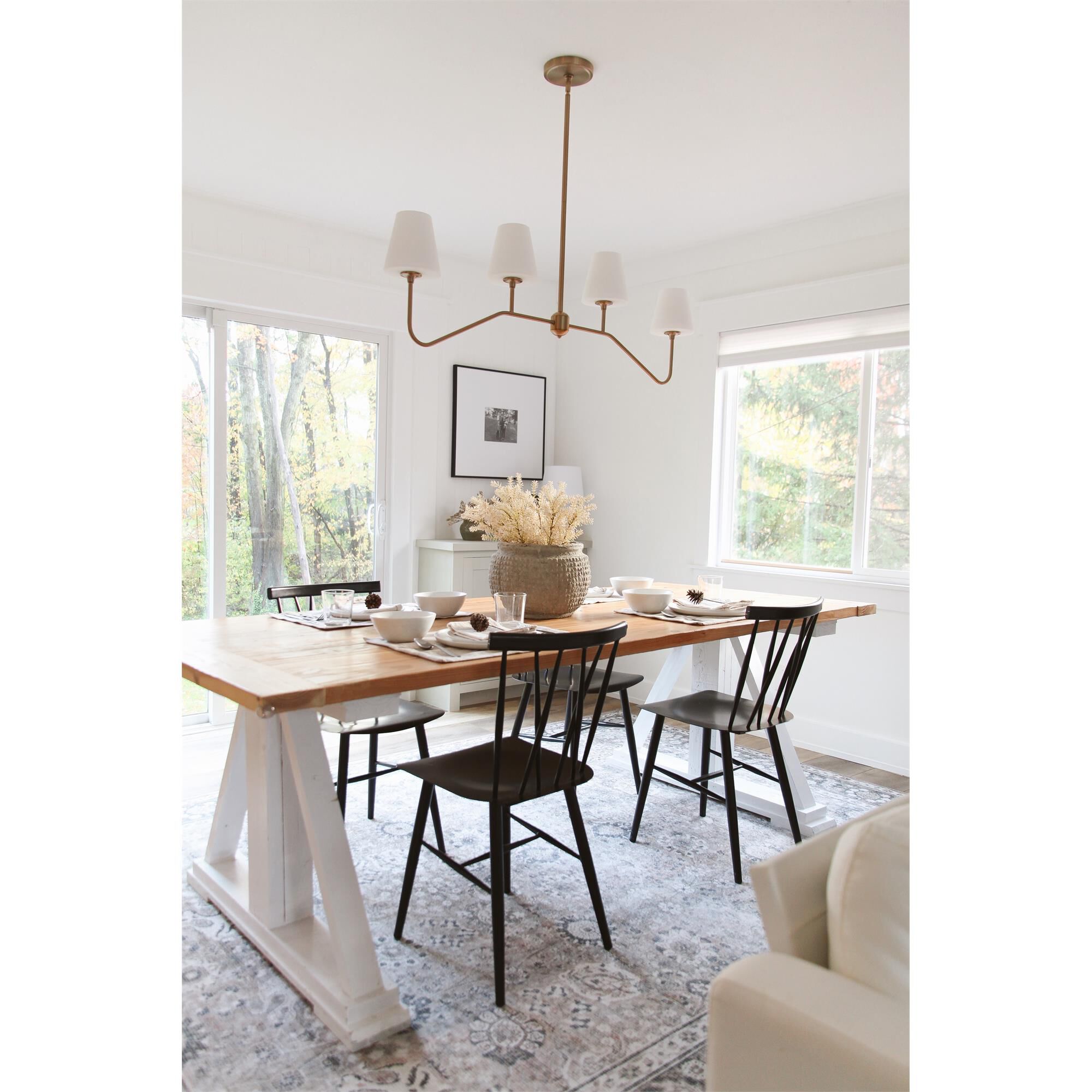 Shown in Vibrant Gold finish and Glass glass and White shade