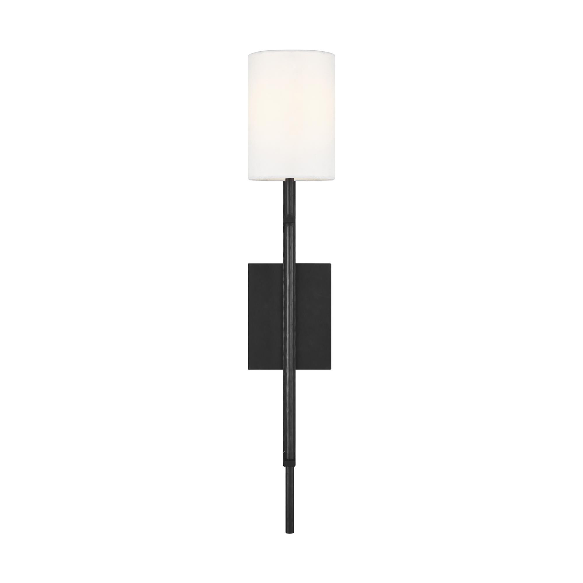 Shown in Aged Iron finish and White Linen shade
