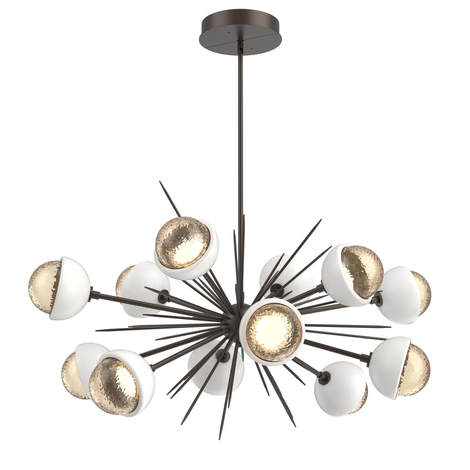 Shown in Flat Bronze finish and Amber glass and Salt White accent
