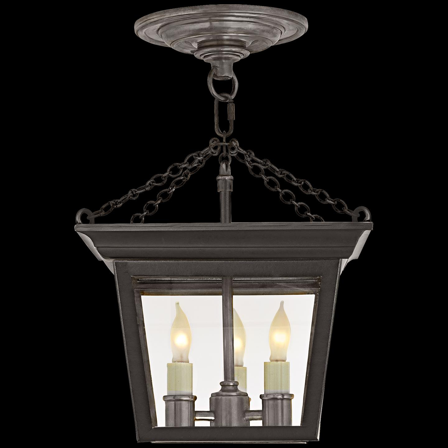 Shown in Blackened Rust finish and Clear glass