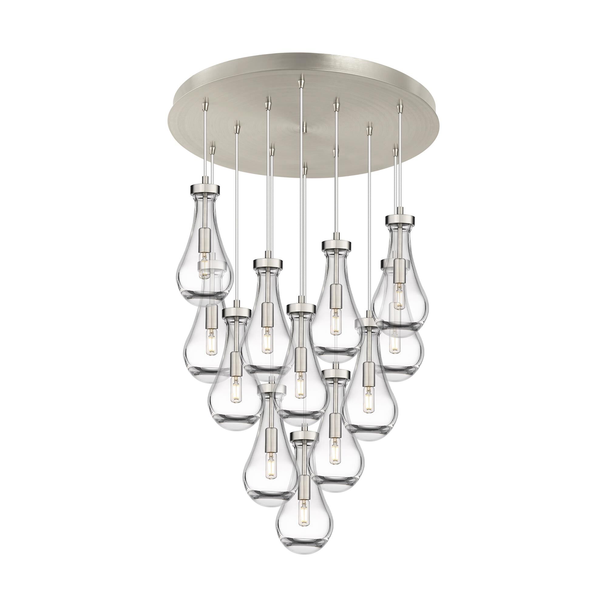 Shown in Brushed Satin Nickel finish and Clear glass and Clear Glass shade