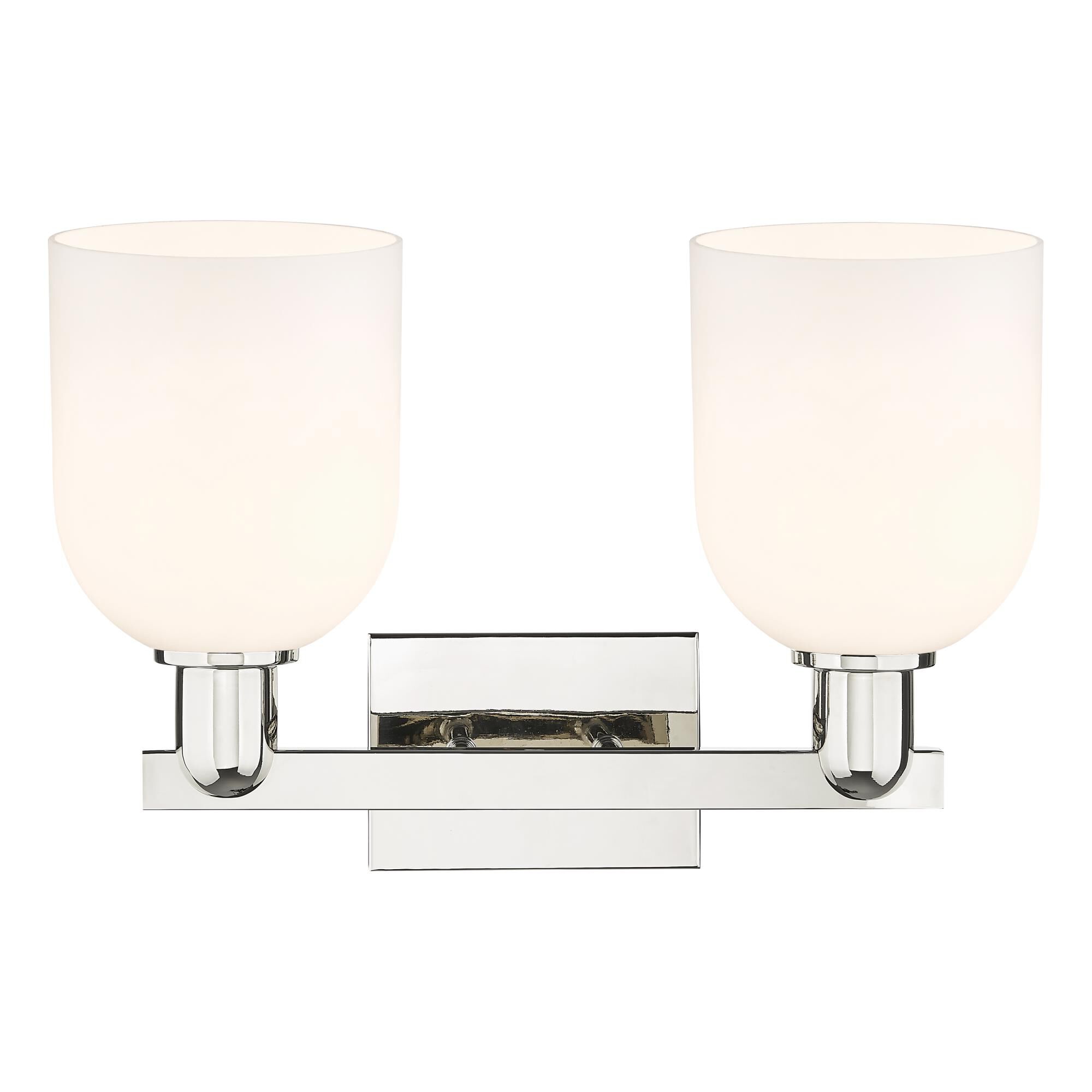 Shown in Polished Nickel finish and White glass