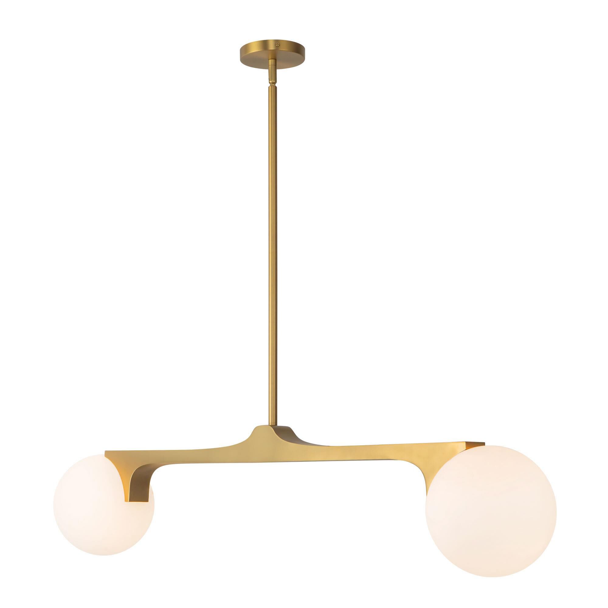 Shown in Brushed Gold finish and Matte Opal glass