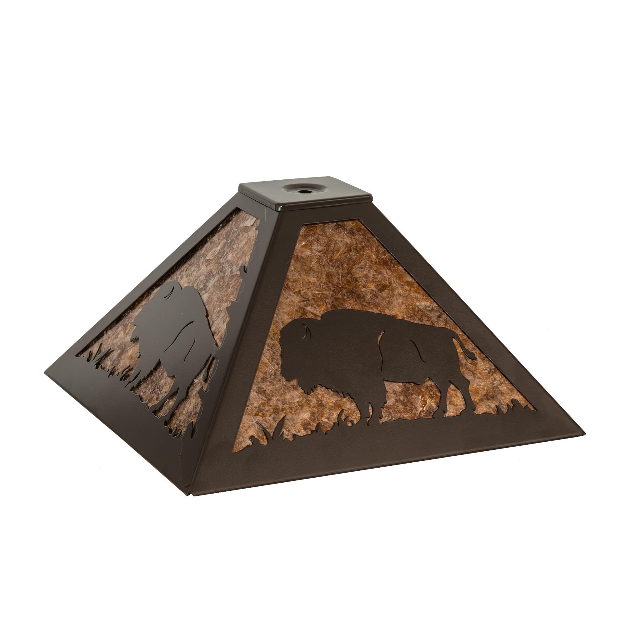 Shown in Timeless Bronze finish and Amber Mica glass