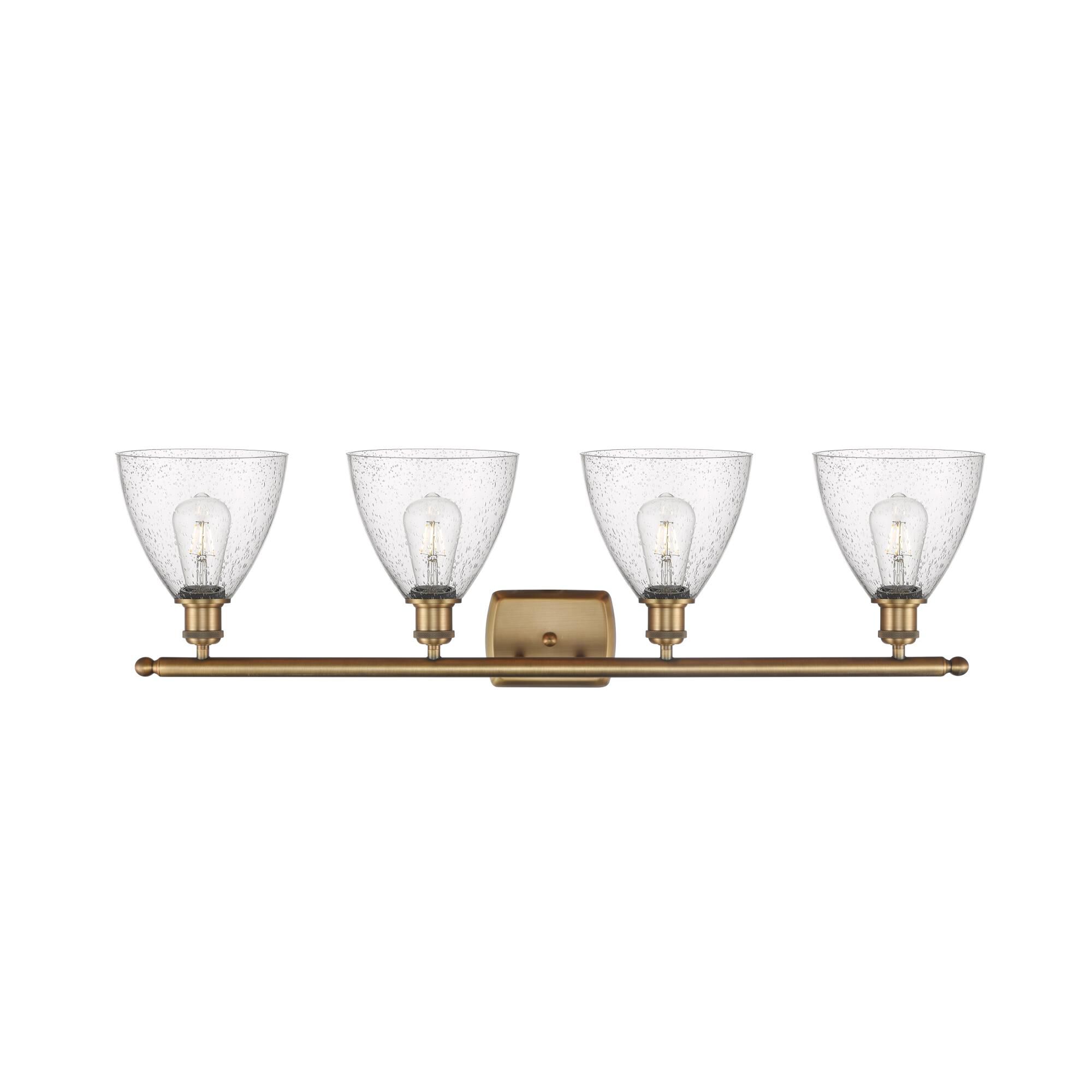 Shown in Brushed Brass finish and Seedy Ballston Dome glass and No Shade shade
