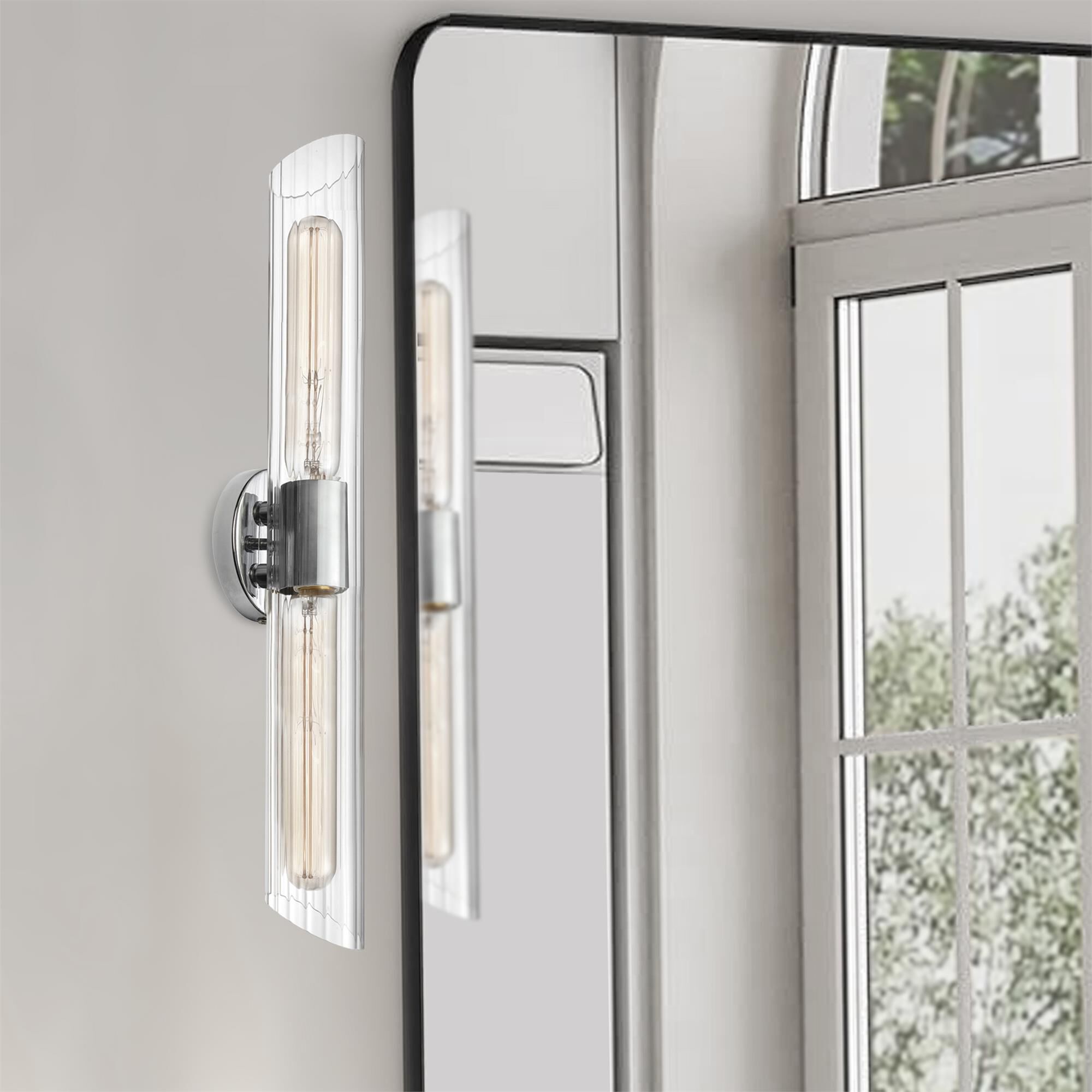 Shown in Clear and Polished Chrome finish and Clear Cylinder glass