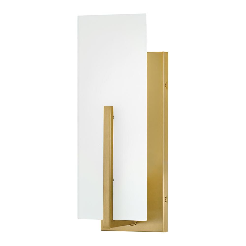 Shown in Lacquered Brass finish and Etched White glass