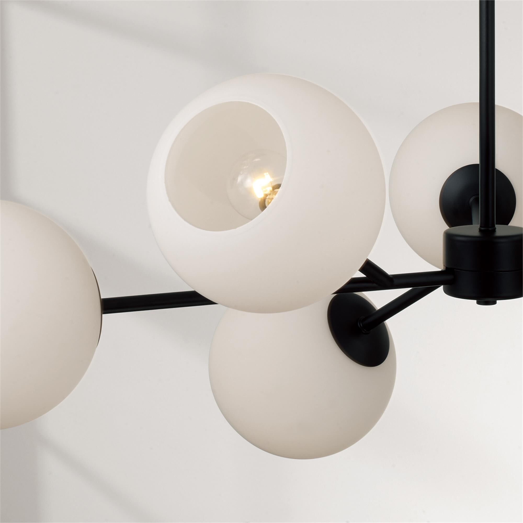 Shown in Matte Black finish and Soft White glass