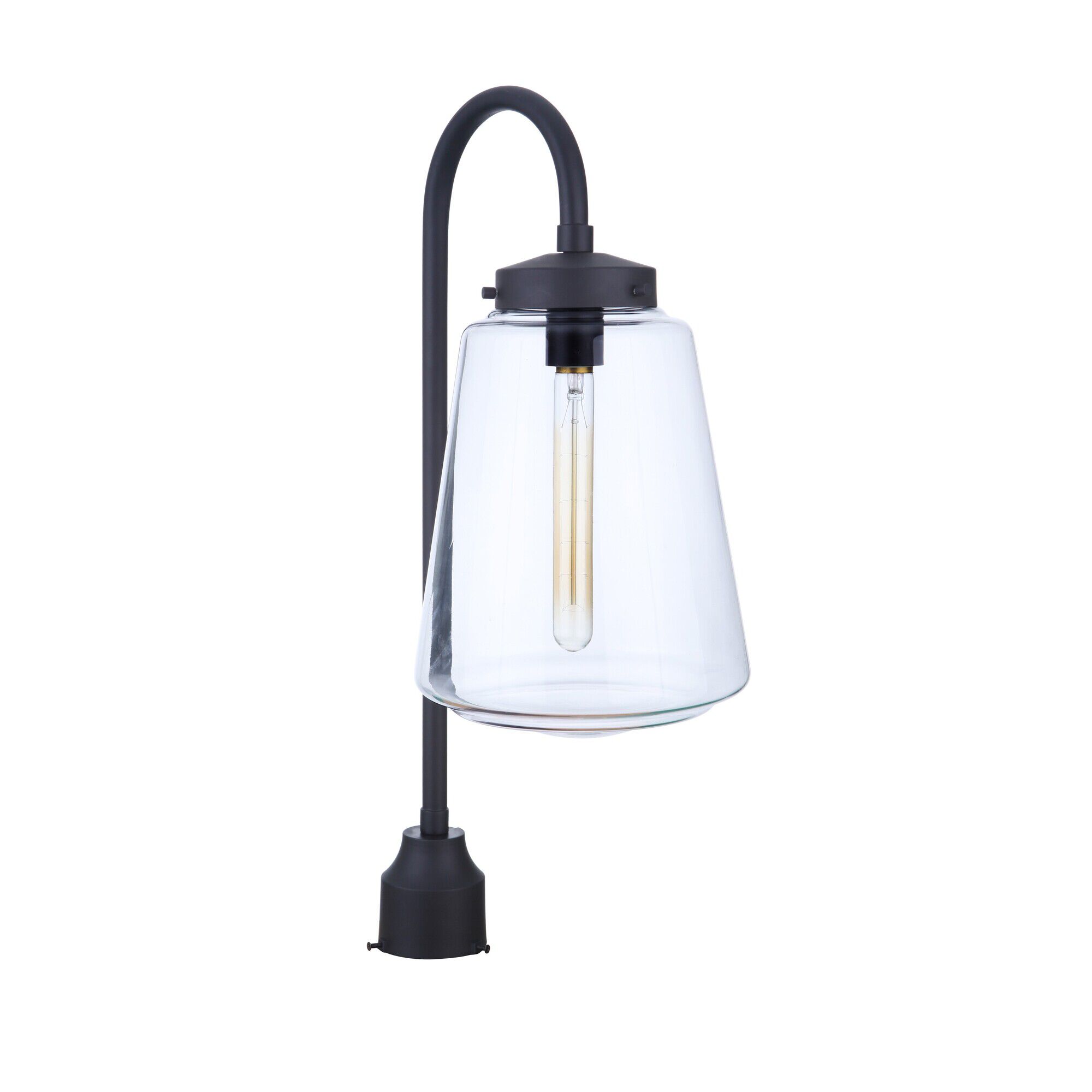 Shown in Midnight finish and Clear glass and Glass shade