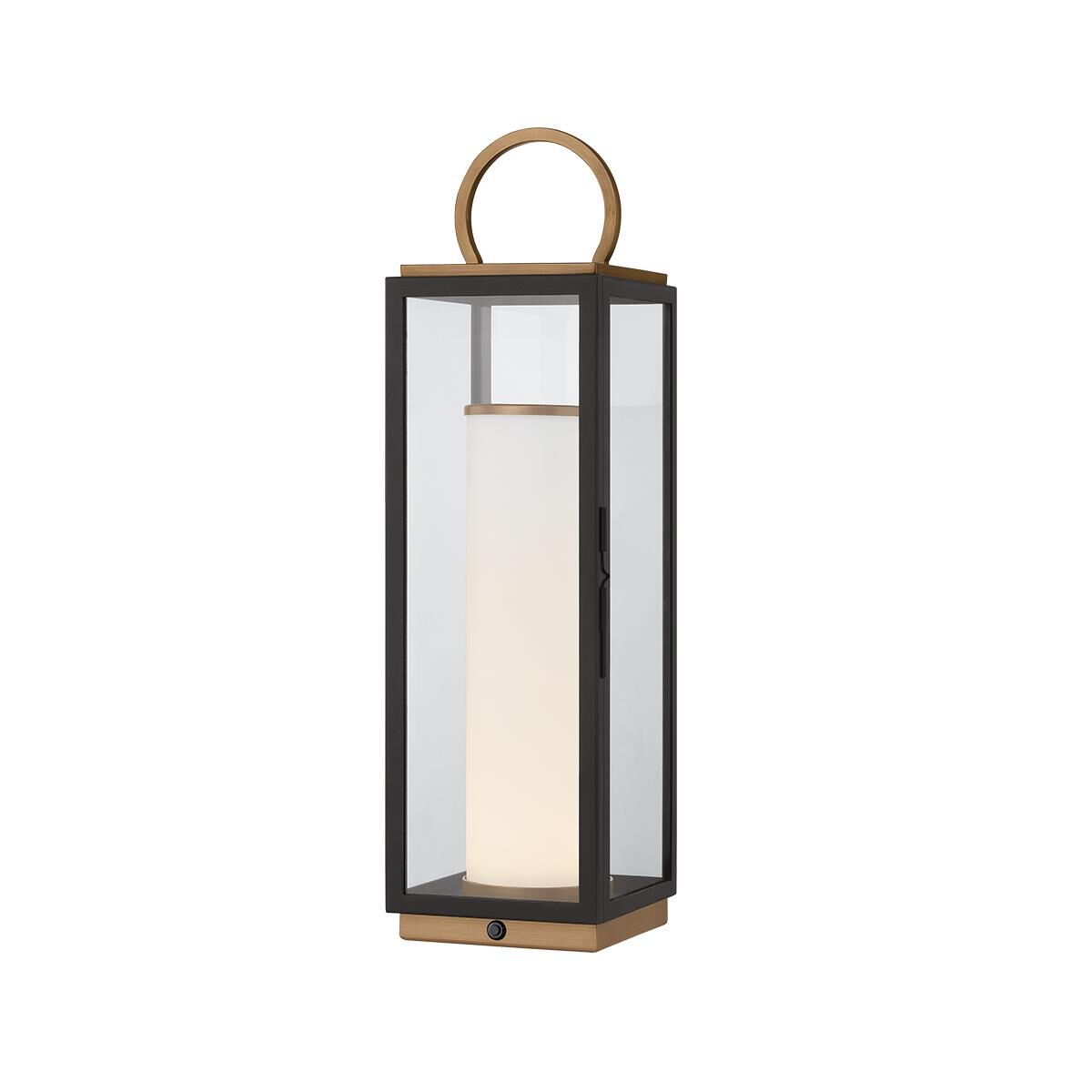 Shown in Patina Brass and Textured Black finish and Clear glass