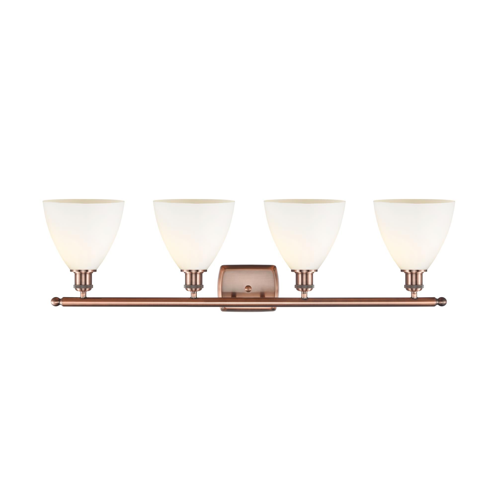 Shown in Antique Copper finish and Cased Matte White Ballston Dome glass and No Shade shade