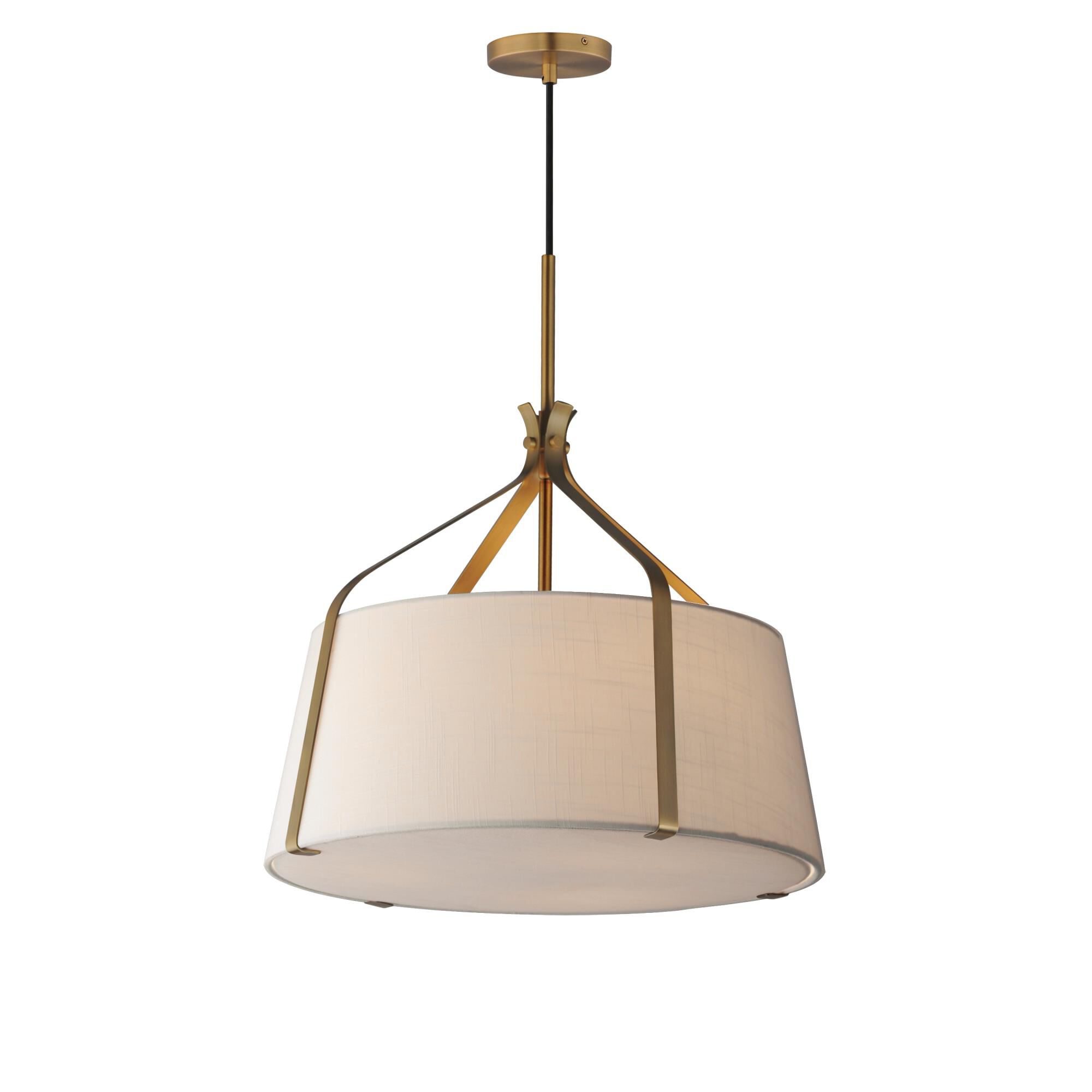 Shown in Natural Aged Brass finish and Cloth shade