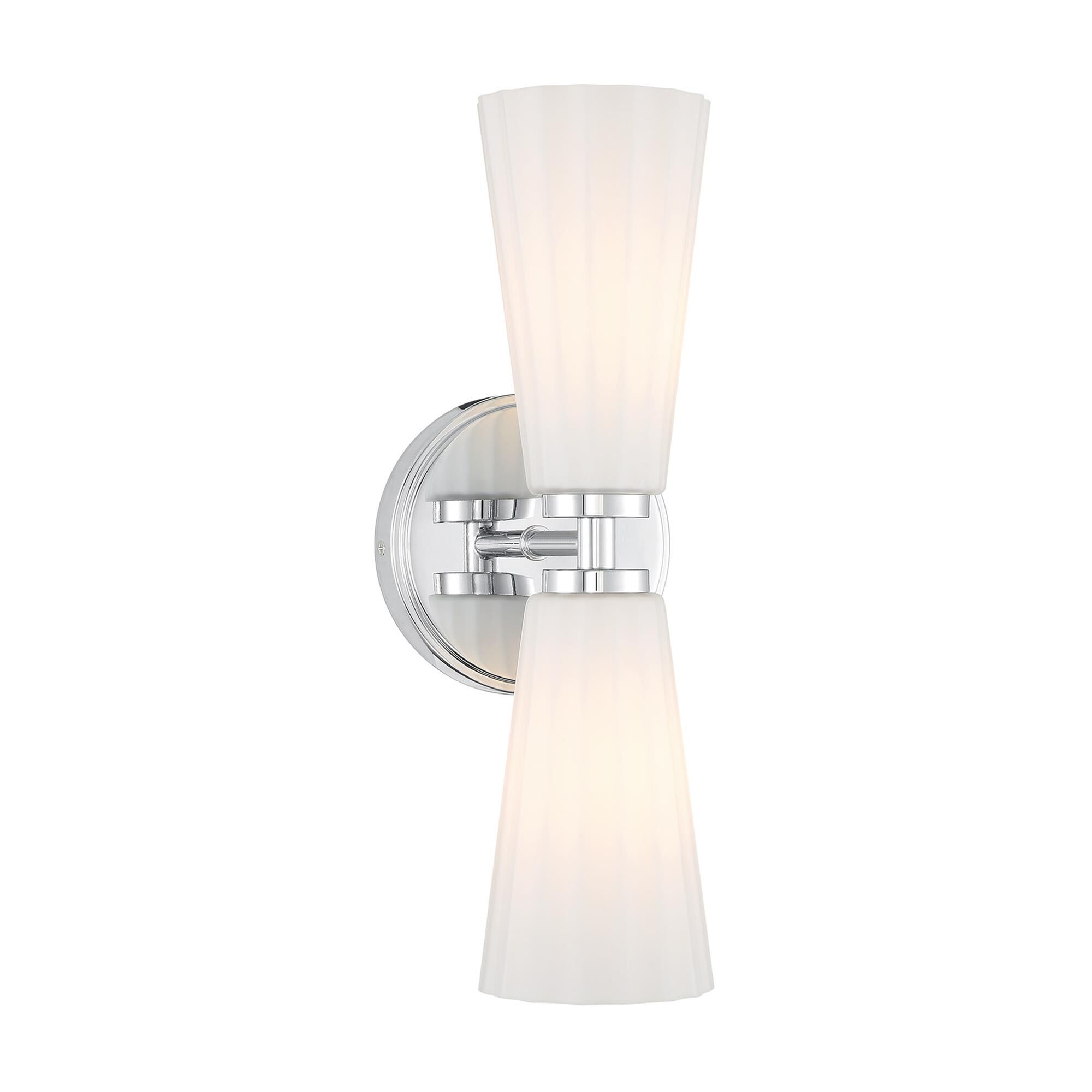 Shown in Chrome finish and White Fluted glass