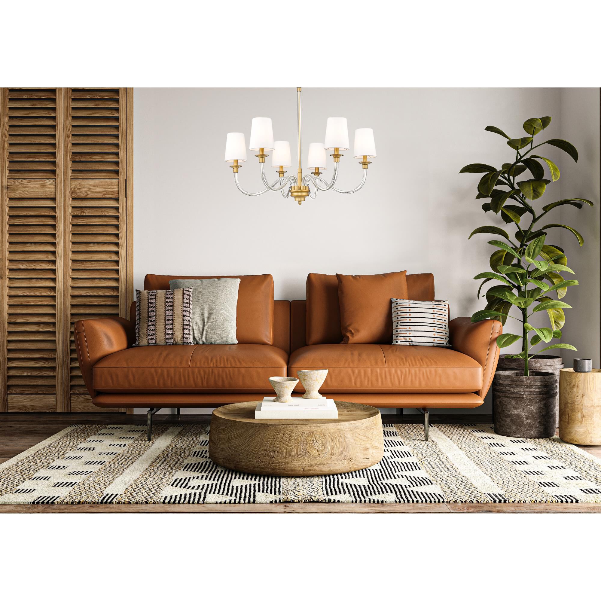 Shown in Rubbed Brass finish and White glass and White shade