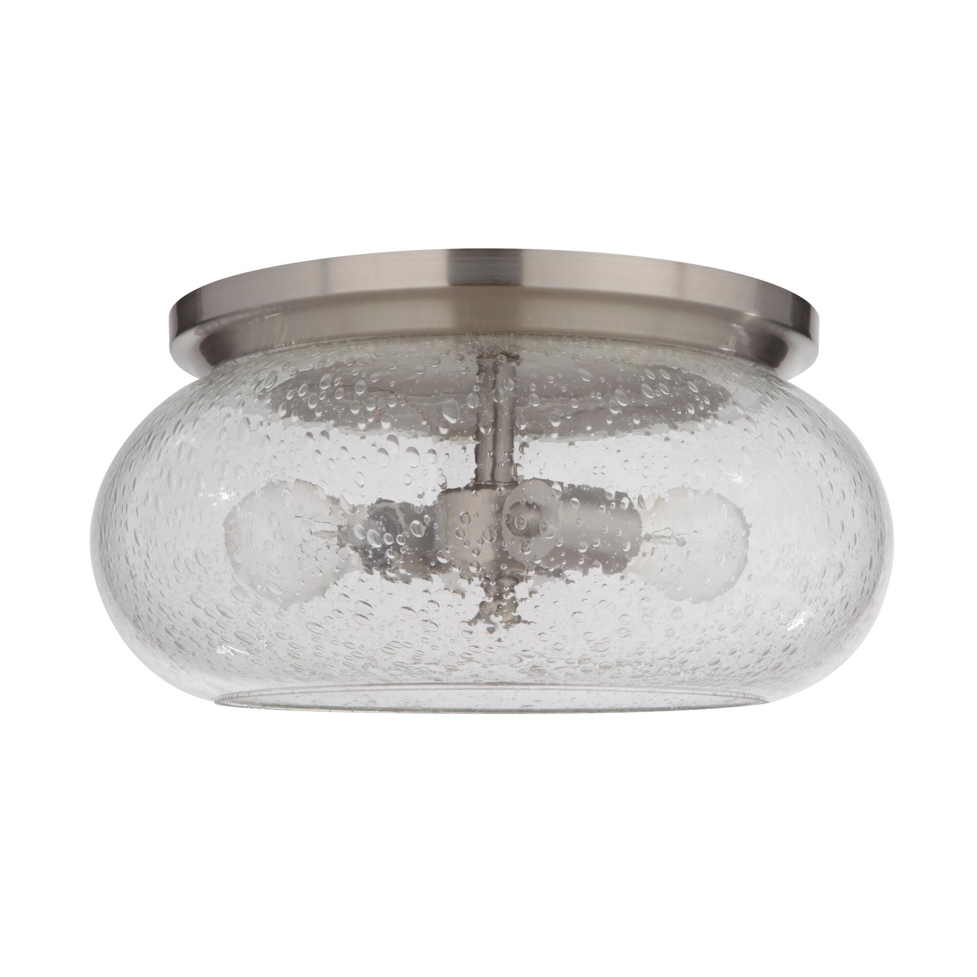 Shown in Brushed Polished Nickel finish and Clear Seeded glass and Glass shade