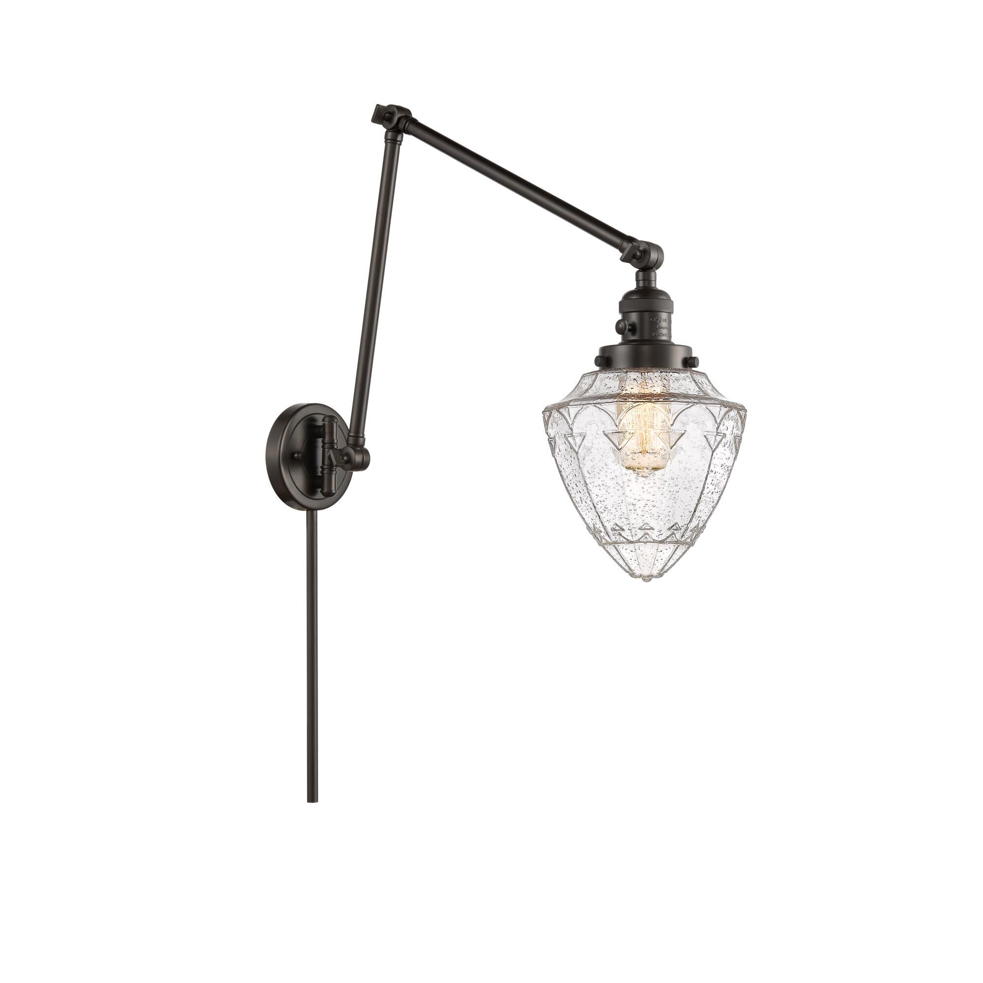 Shown in Oil Rubbed Bronze finish and Seedy Small Bullet glass