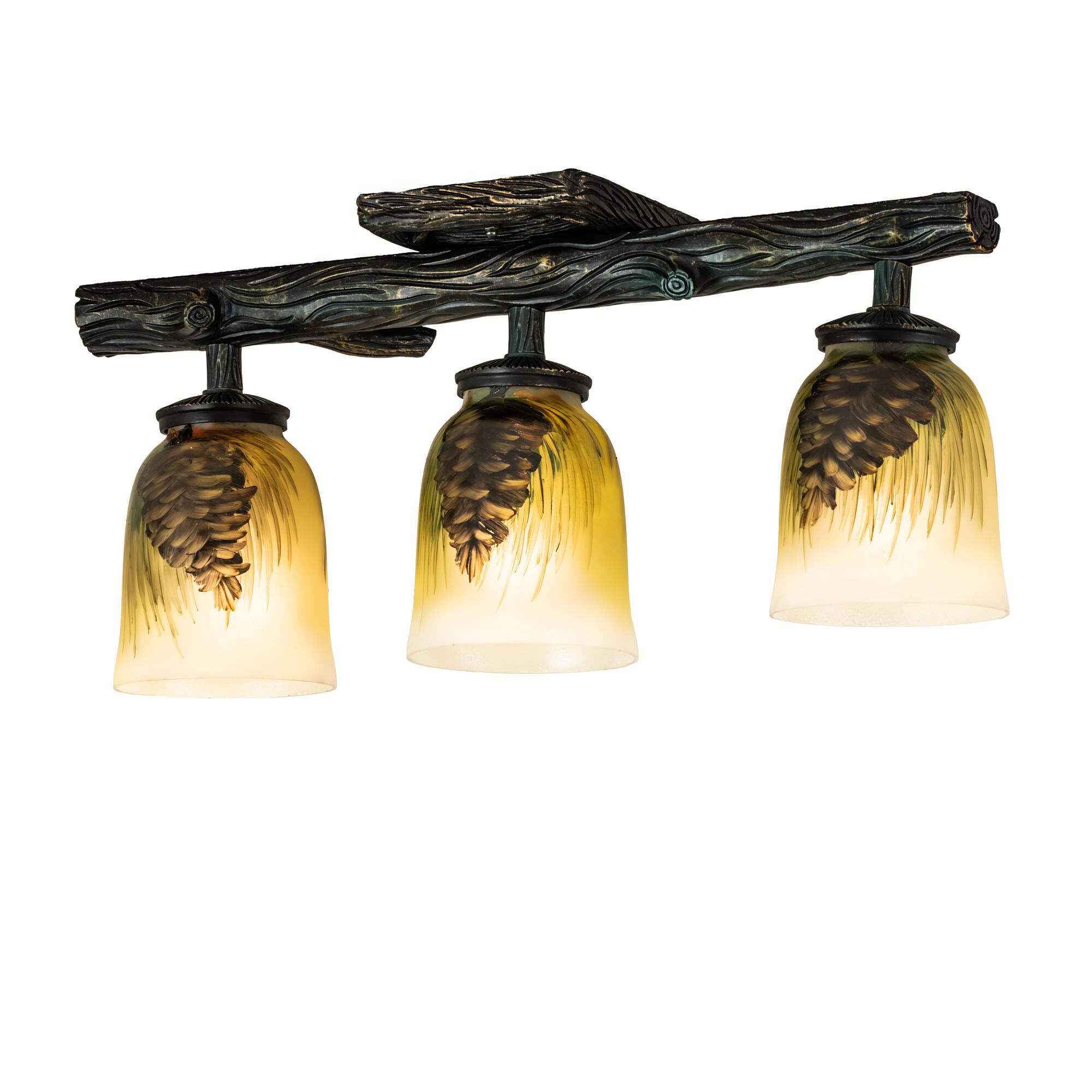 Northwoods Pinecone 23 Inch 3 Light Semi Flush Mount by Meyda Lighting