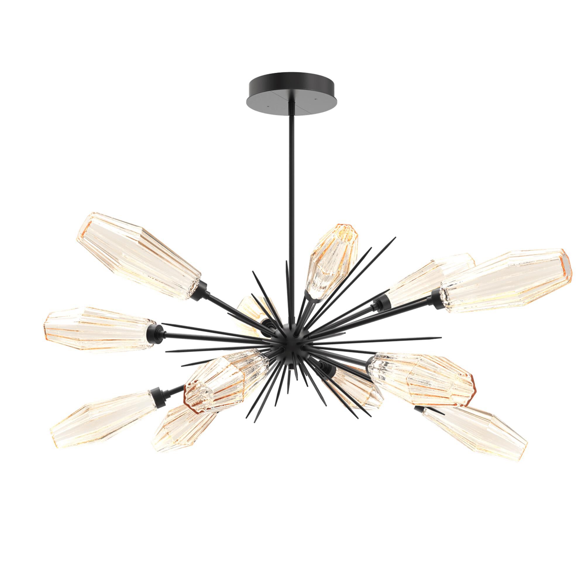 Shown in Matte Black finish and Optic Rib Amber glass