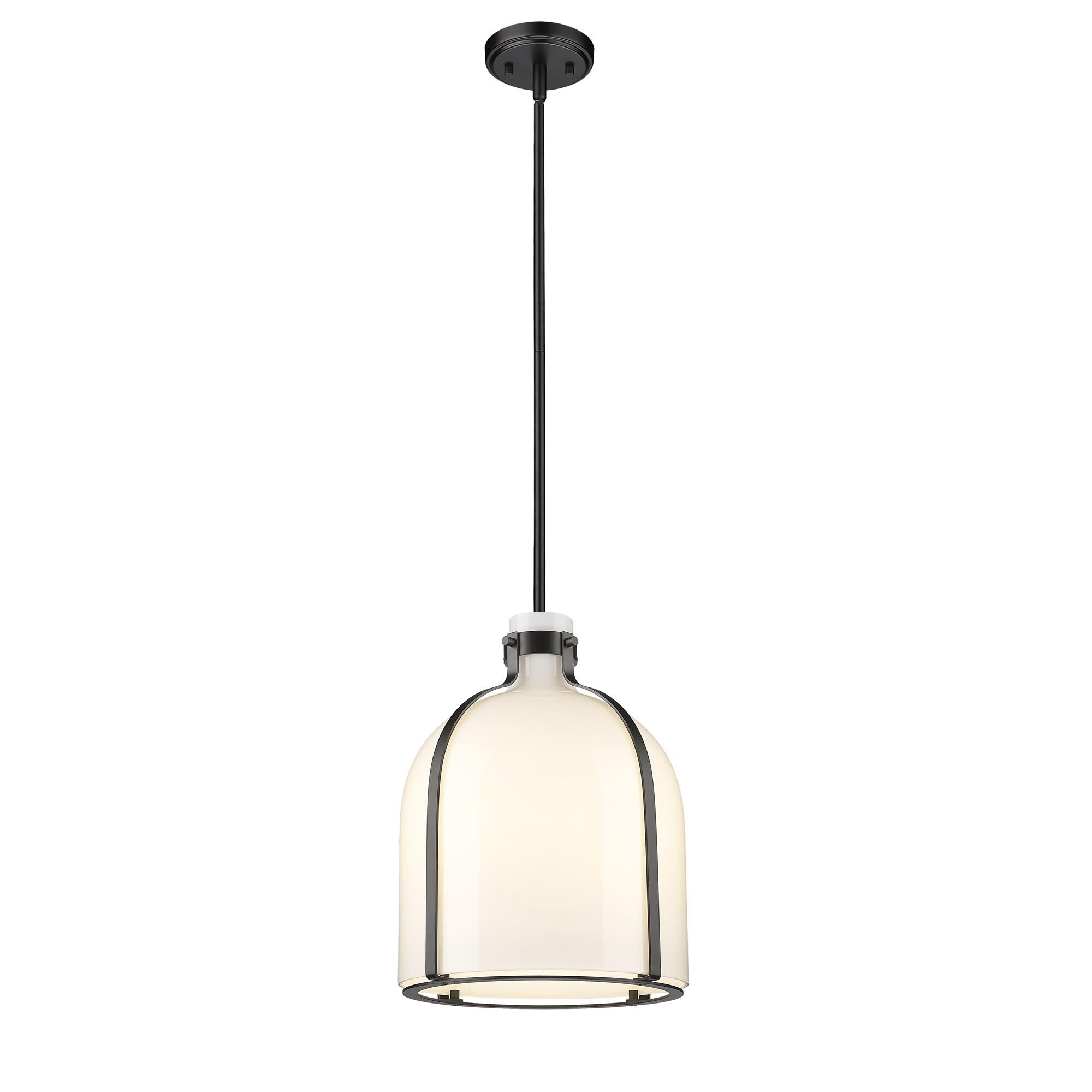 Shown in Matte Black finish and Glass shade
