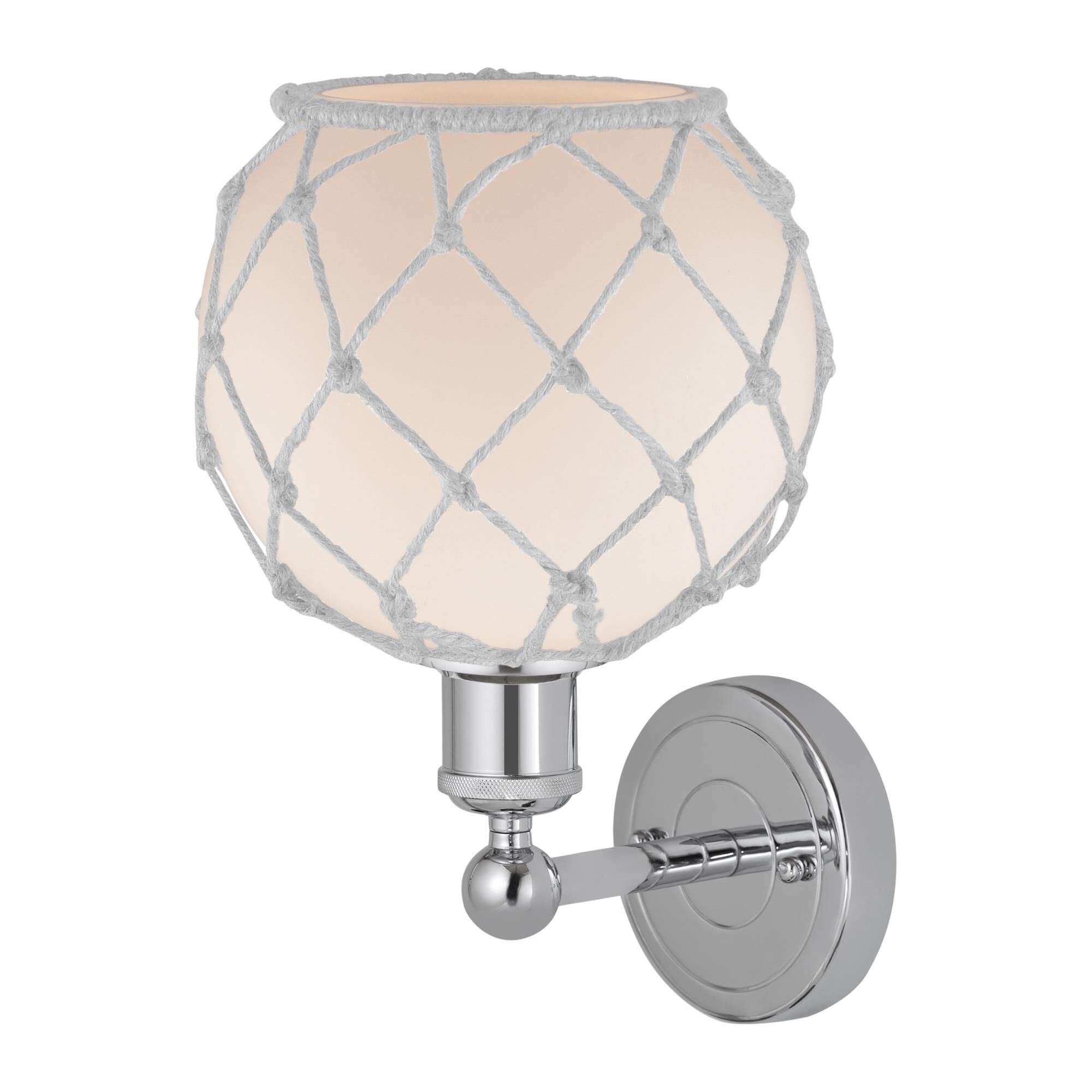 Shown in Polished Chrome finish and White with White Rope glass