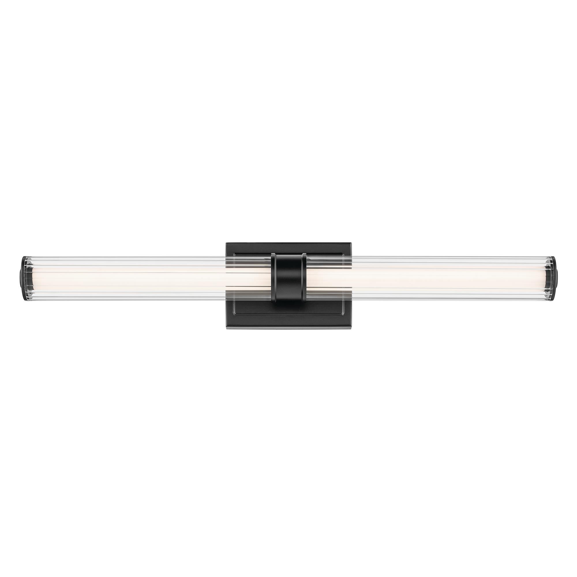 Shown in Black finish and Clear Fluted glass