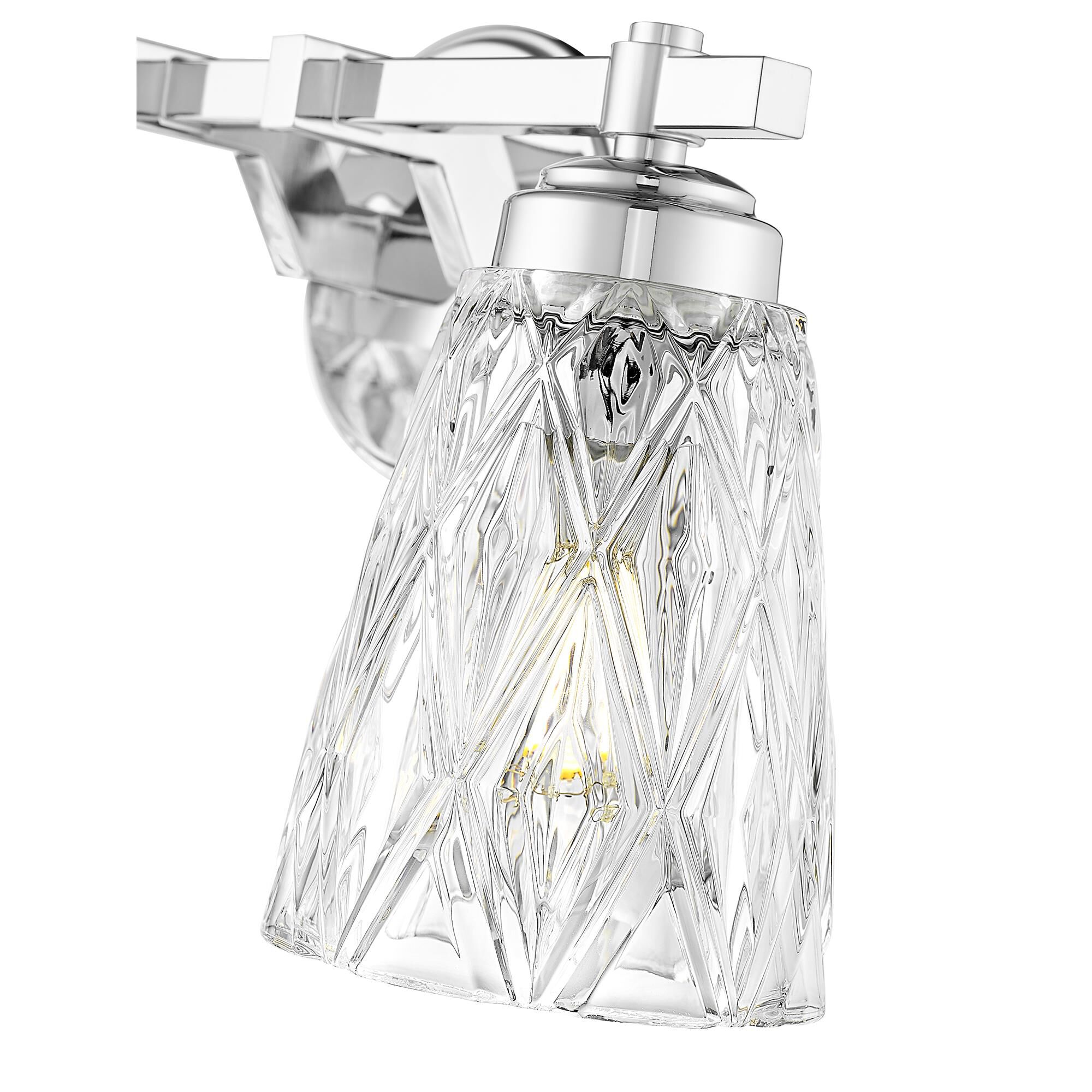 Shown in Chrome finish and Clear glass