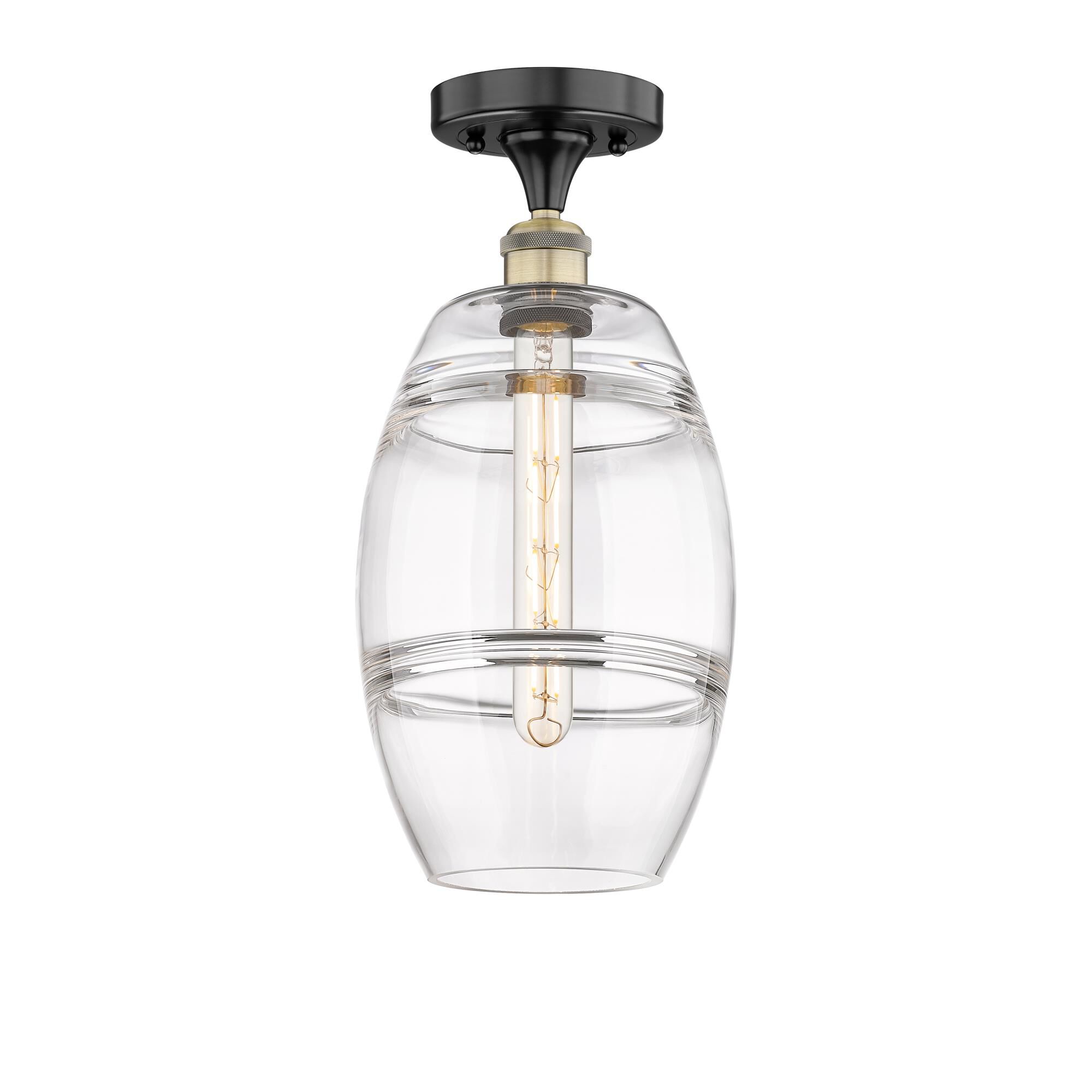 Shown in Black Antique Brass finish and Clear glass