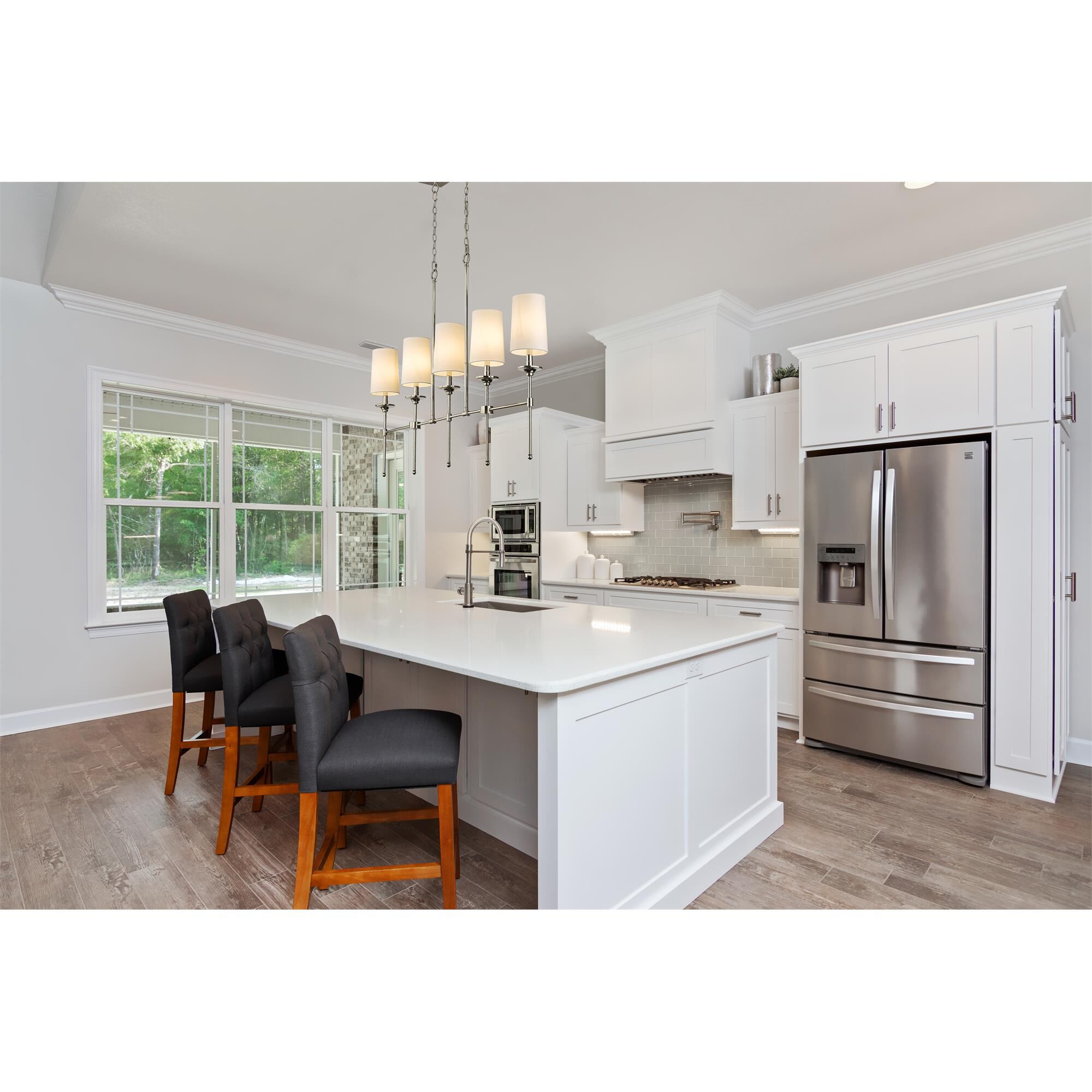 Shown in Polished Nickel finish and No Glass glass and Off White shade