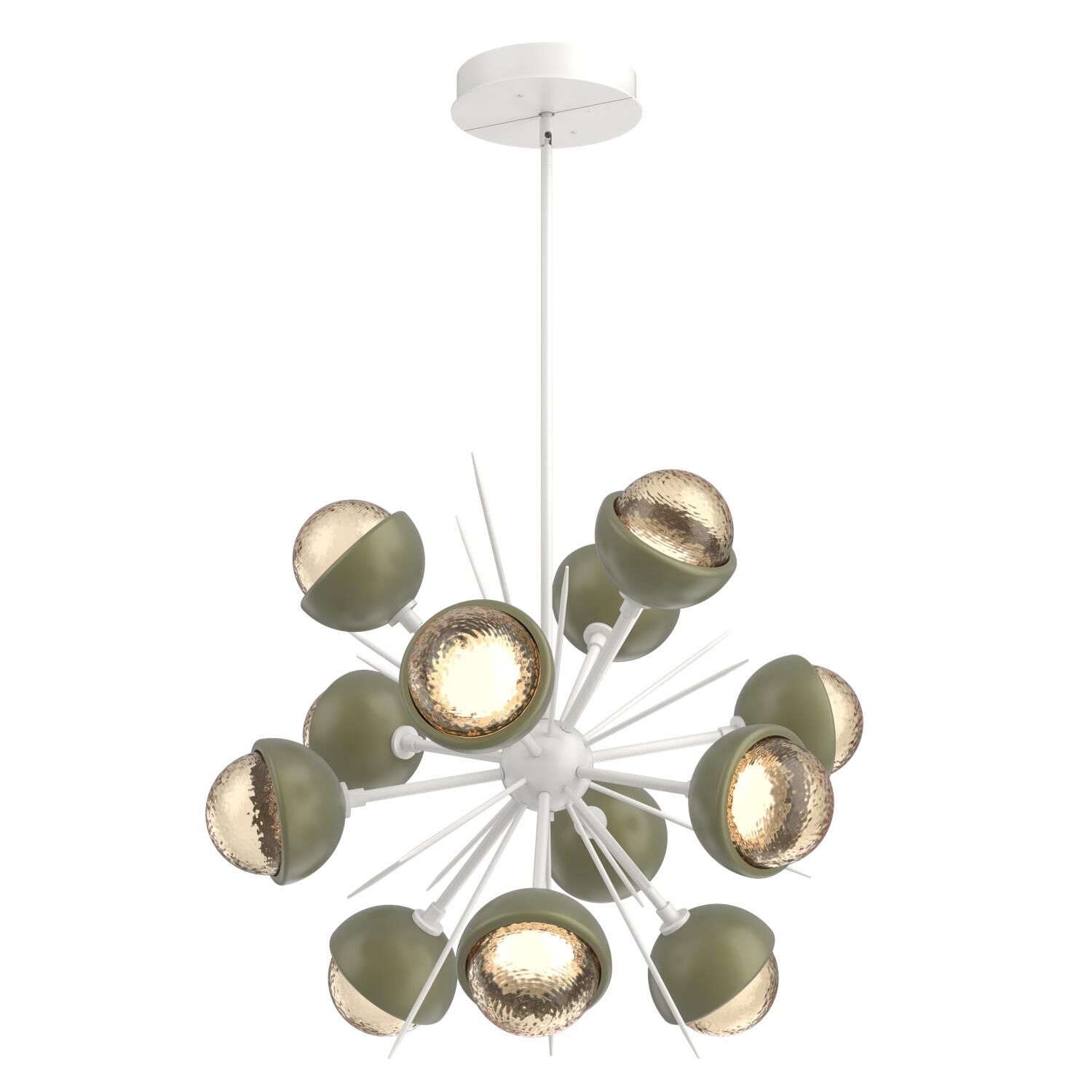 Shown in Salt White finish and Amber glass and Sage Green accent