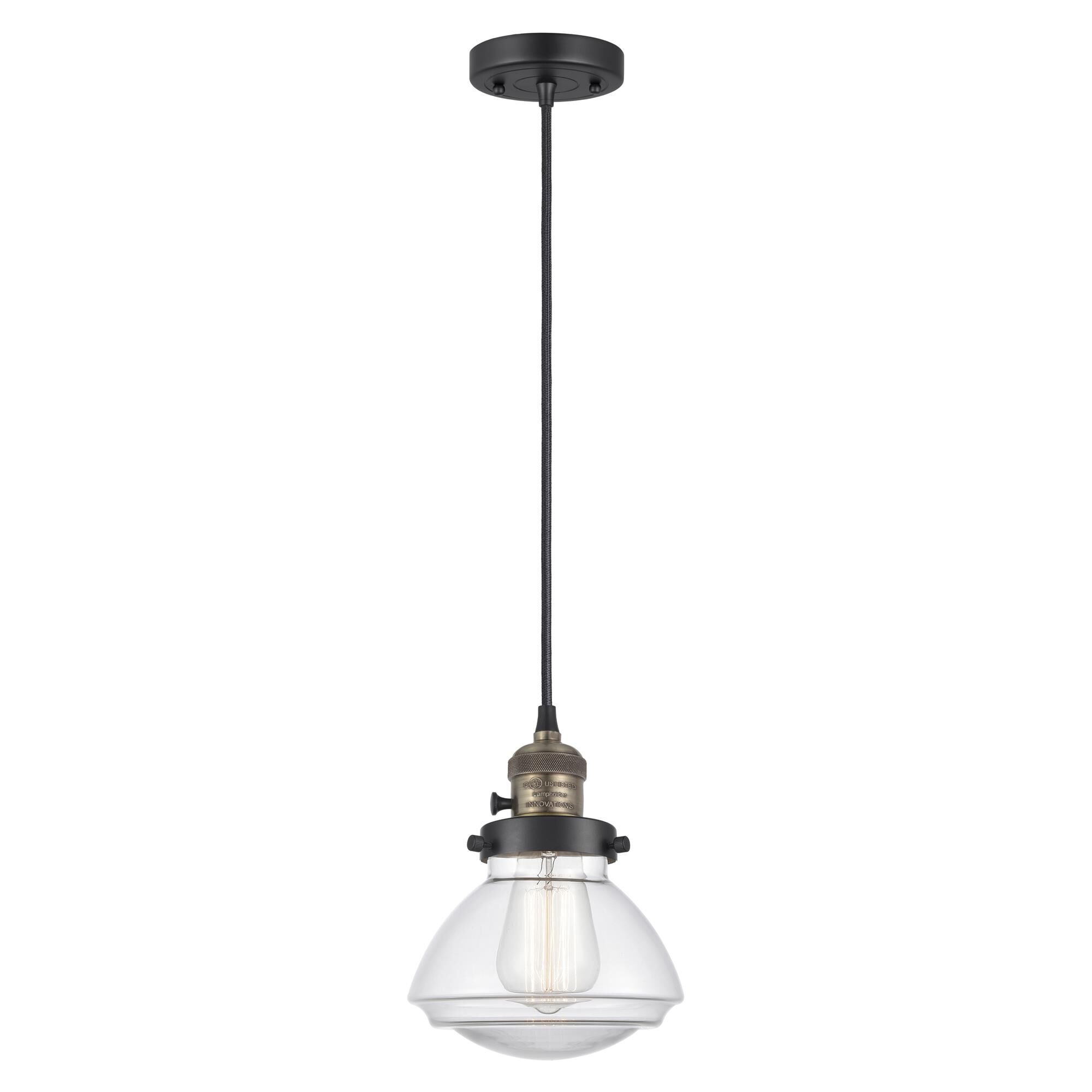 Shown in Black Antique Brass finish and Clear glass