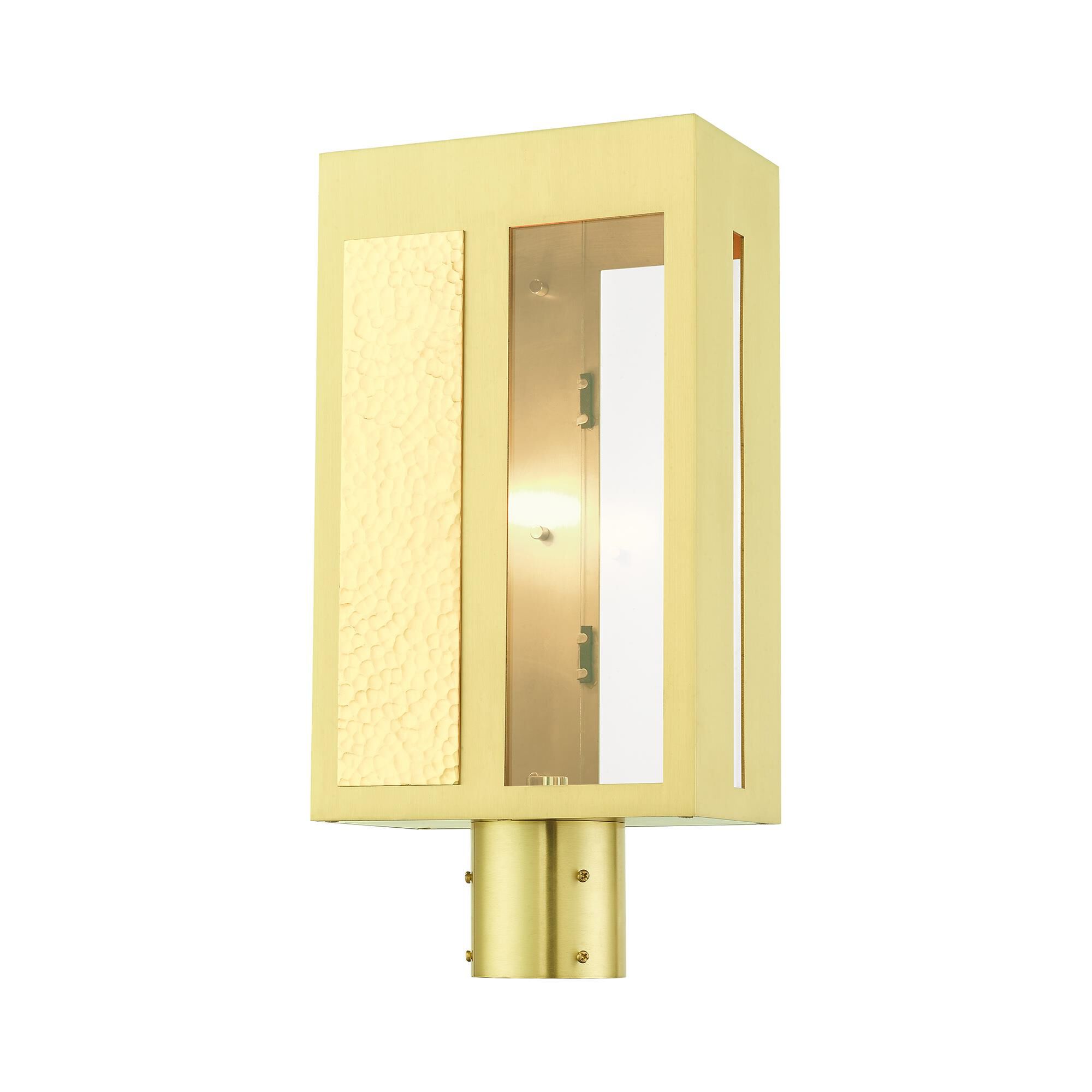 Shown in Satin Brass finish and Clear glass