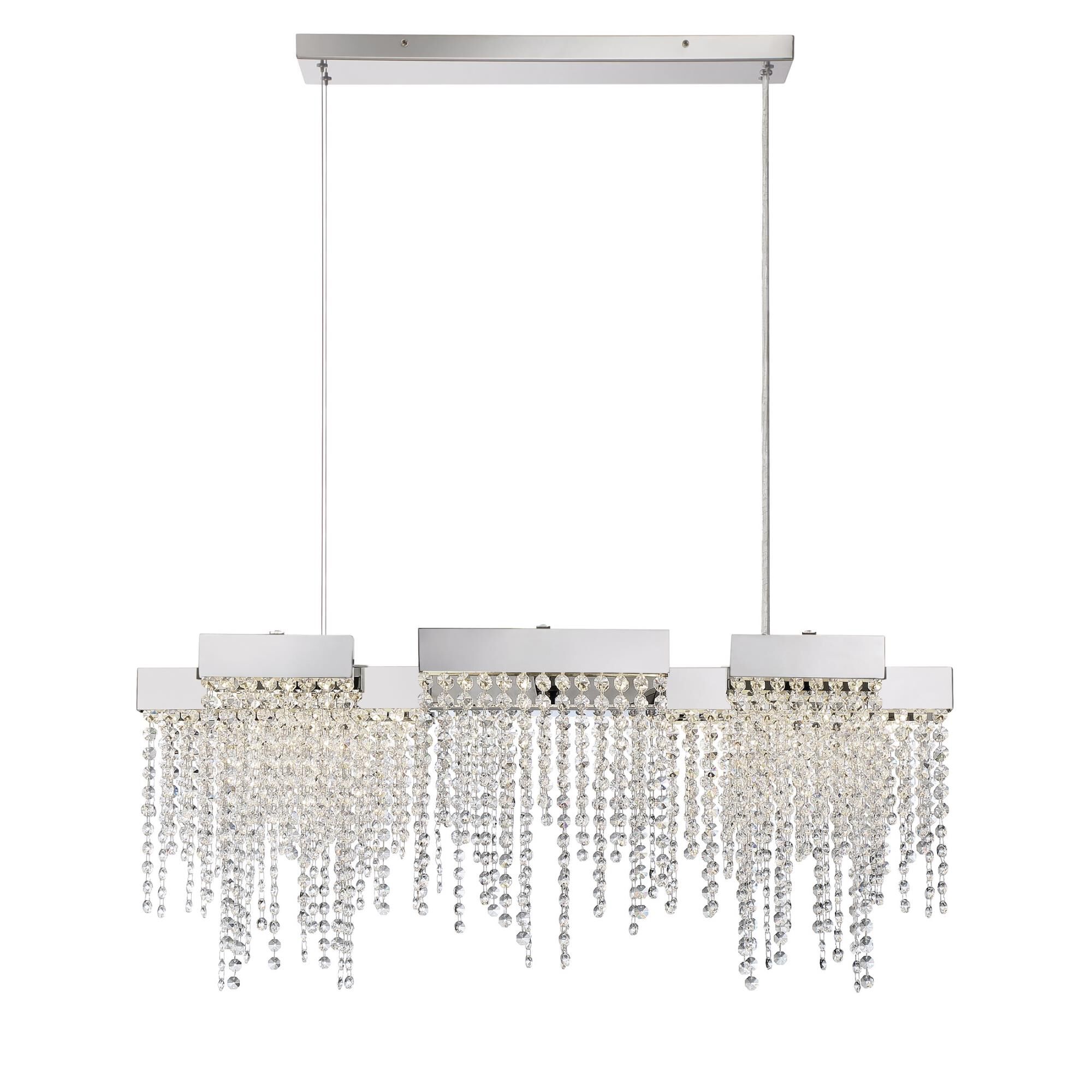 Quoizel Platinum Collection Crystal Falls 33 Inch LED Linear Suspension Light