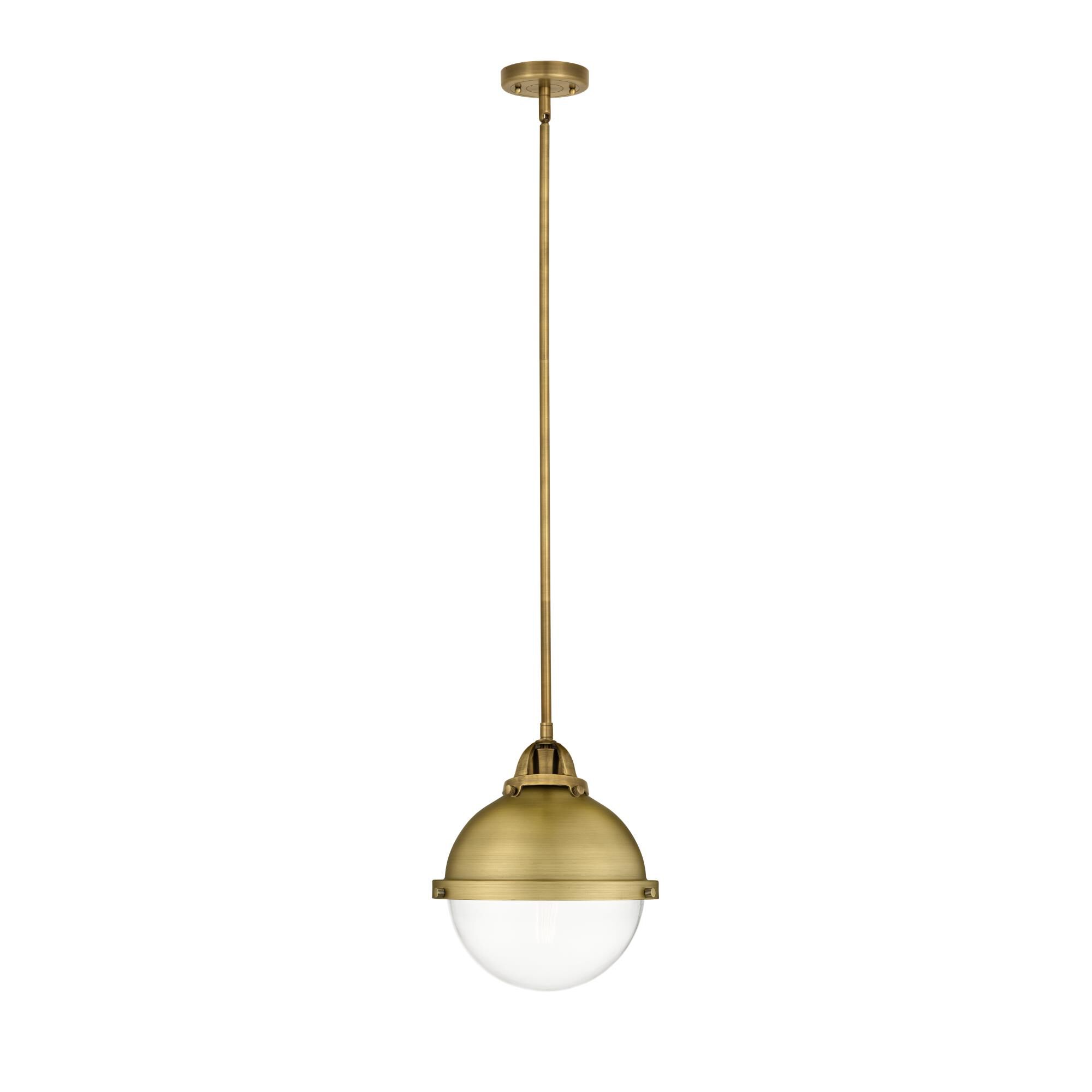 Shown in Brushed Brass finish and Clear Beacon glass