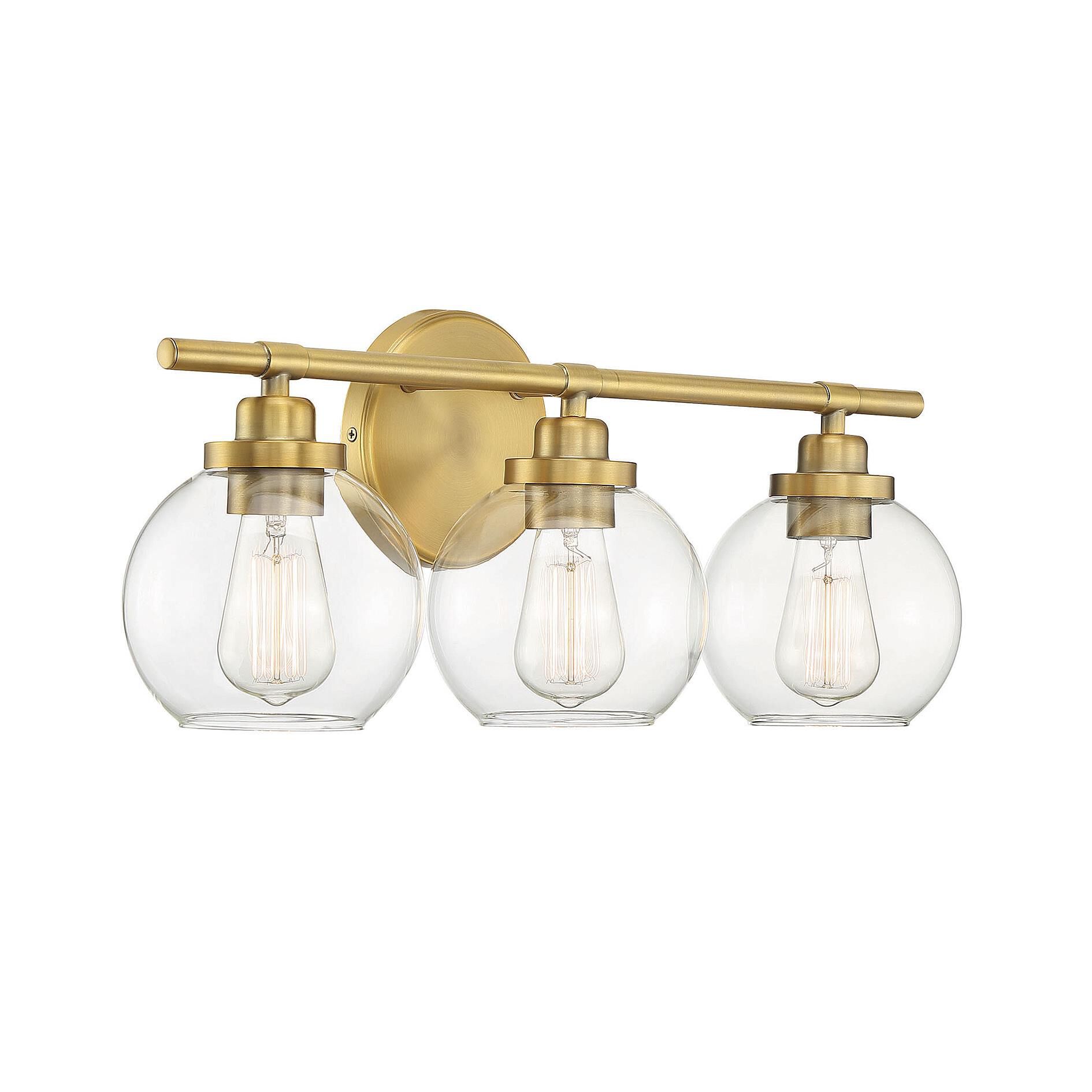 Shown in Warm Brass finish and Clear glass