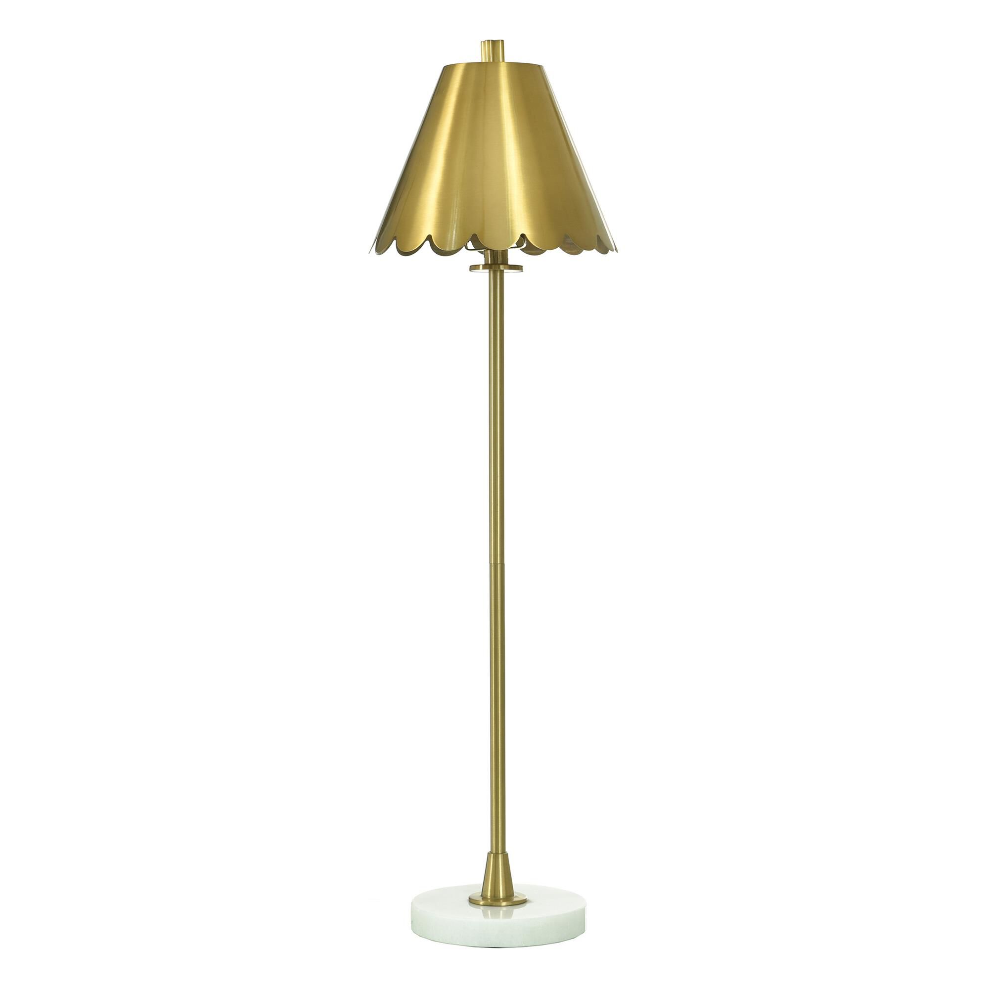 Shown in White Marble and Polished Brass finish and Polished Brass shade