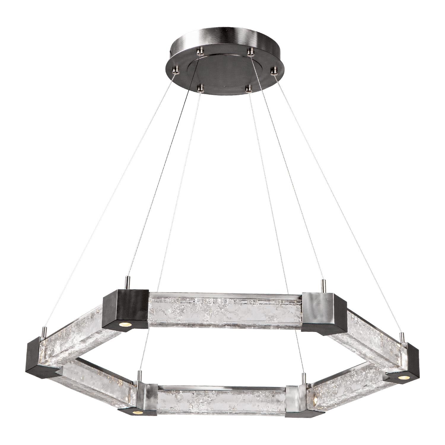 Shown in Classic Silver finish and Clear Textured Cast glass