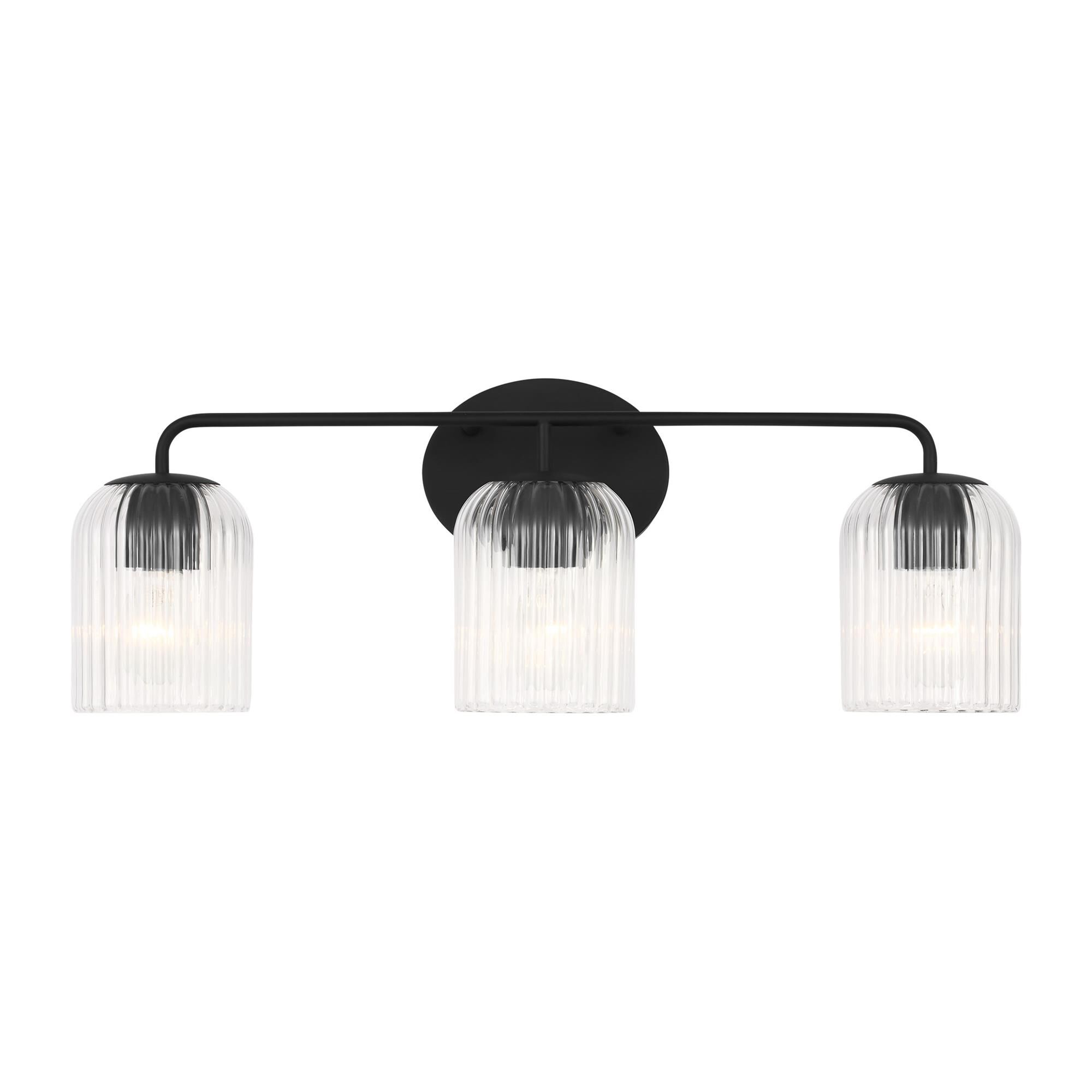 Shown in Midnight Black finish and Clear Ribbed glass