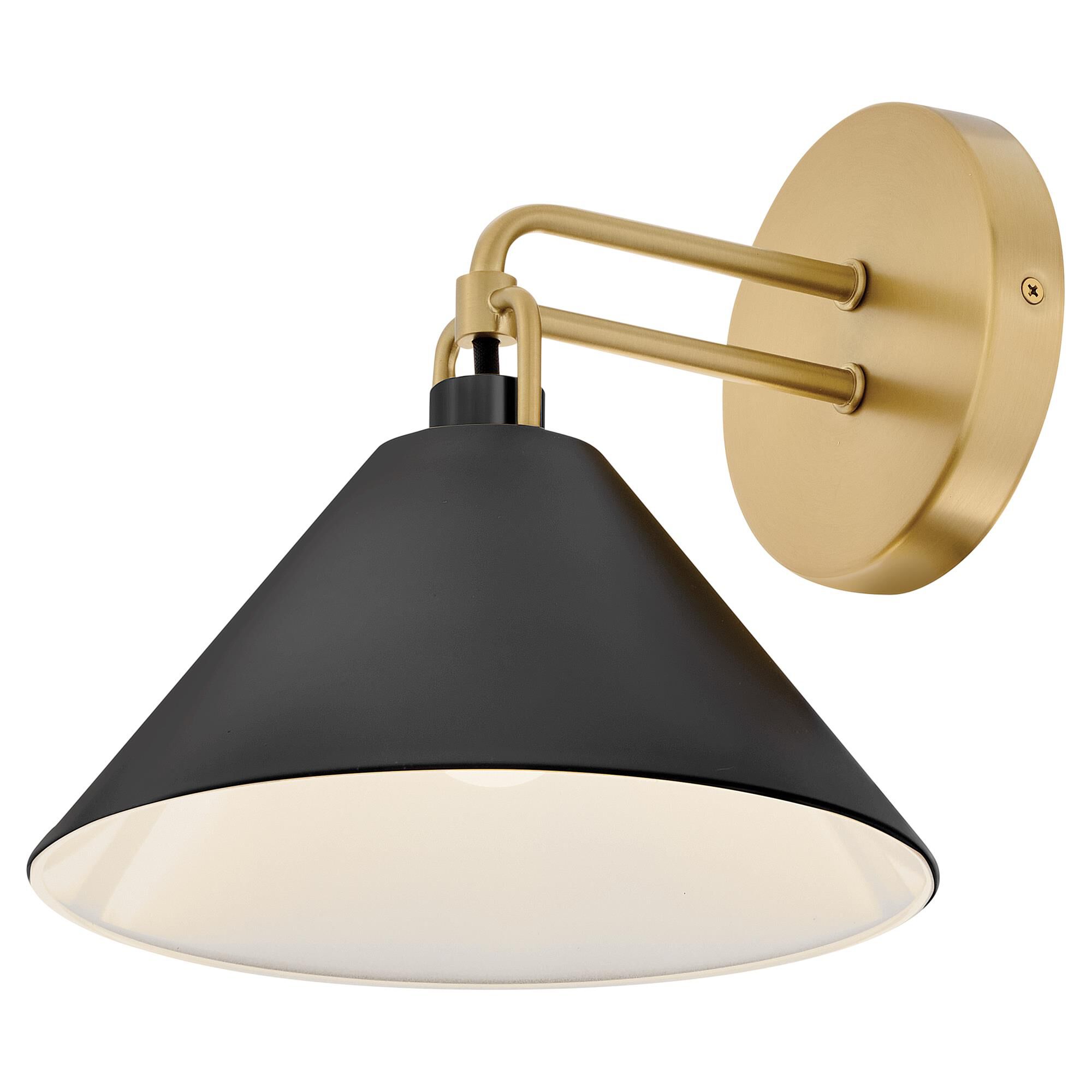 Shown in Lacquered Brass finish and Black accent