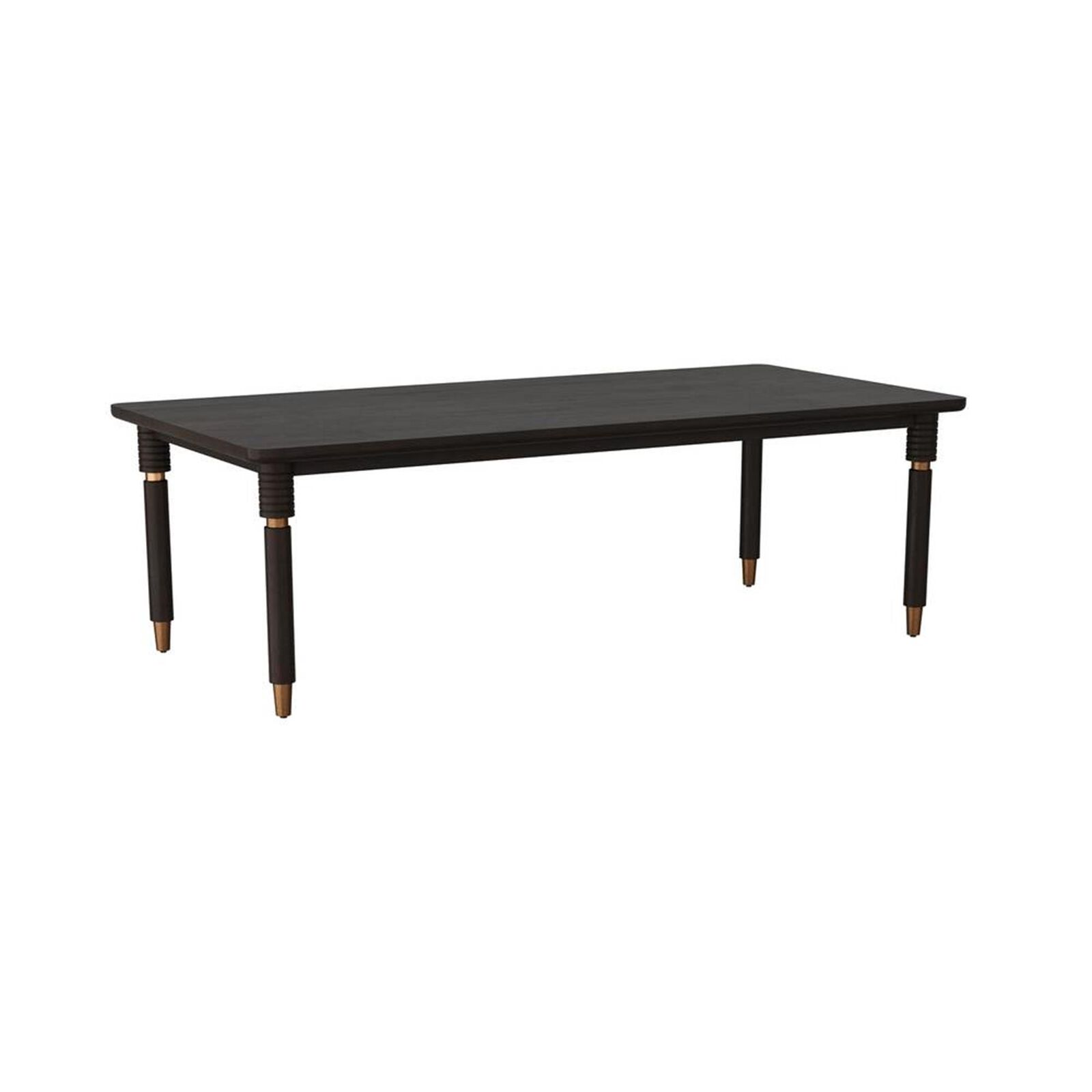 Andrade 96-inch black dining table with gold accents.