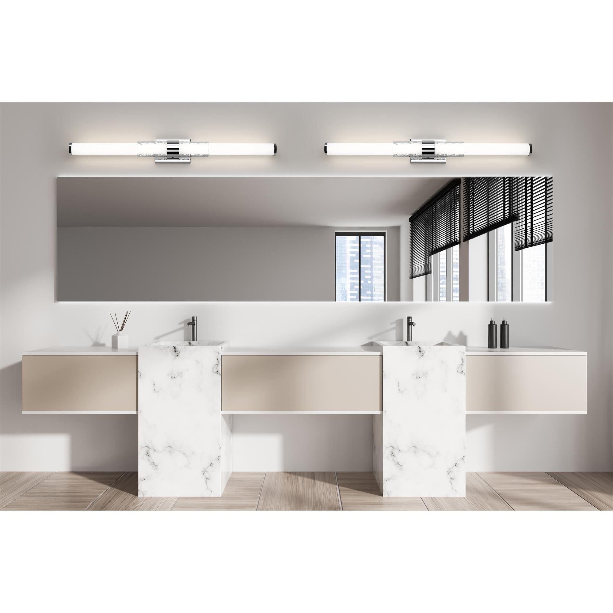 Shown in Chrome finish and Matte Opal glass and Matte Opal shade