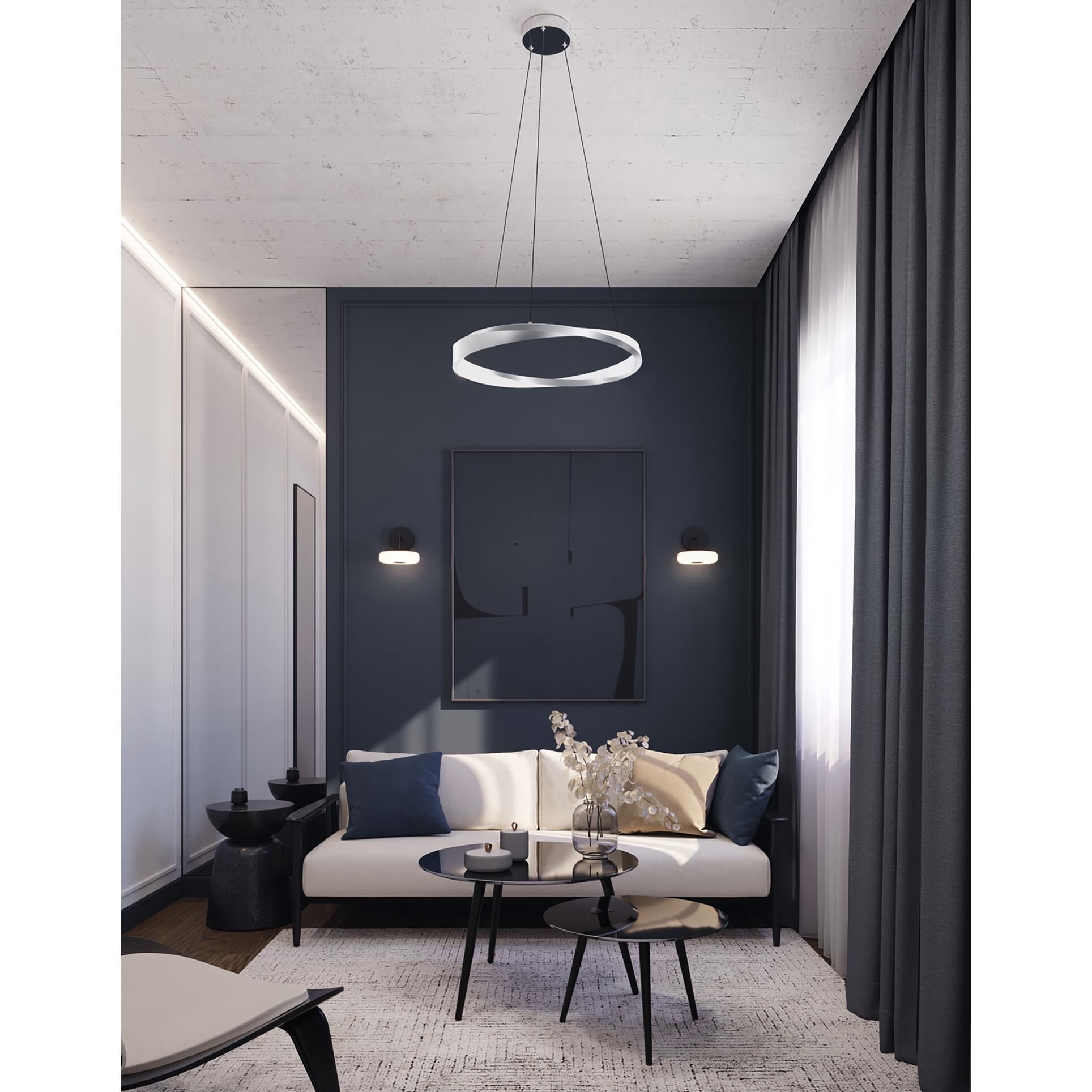 Shown in Satin Nickel finish and White shade